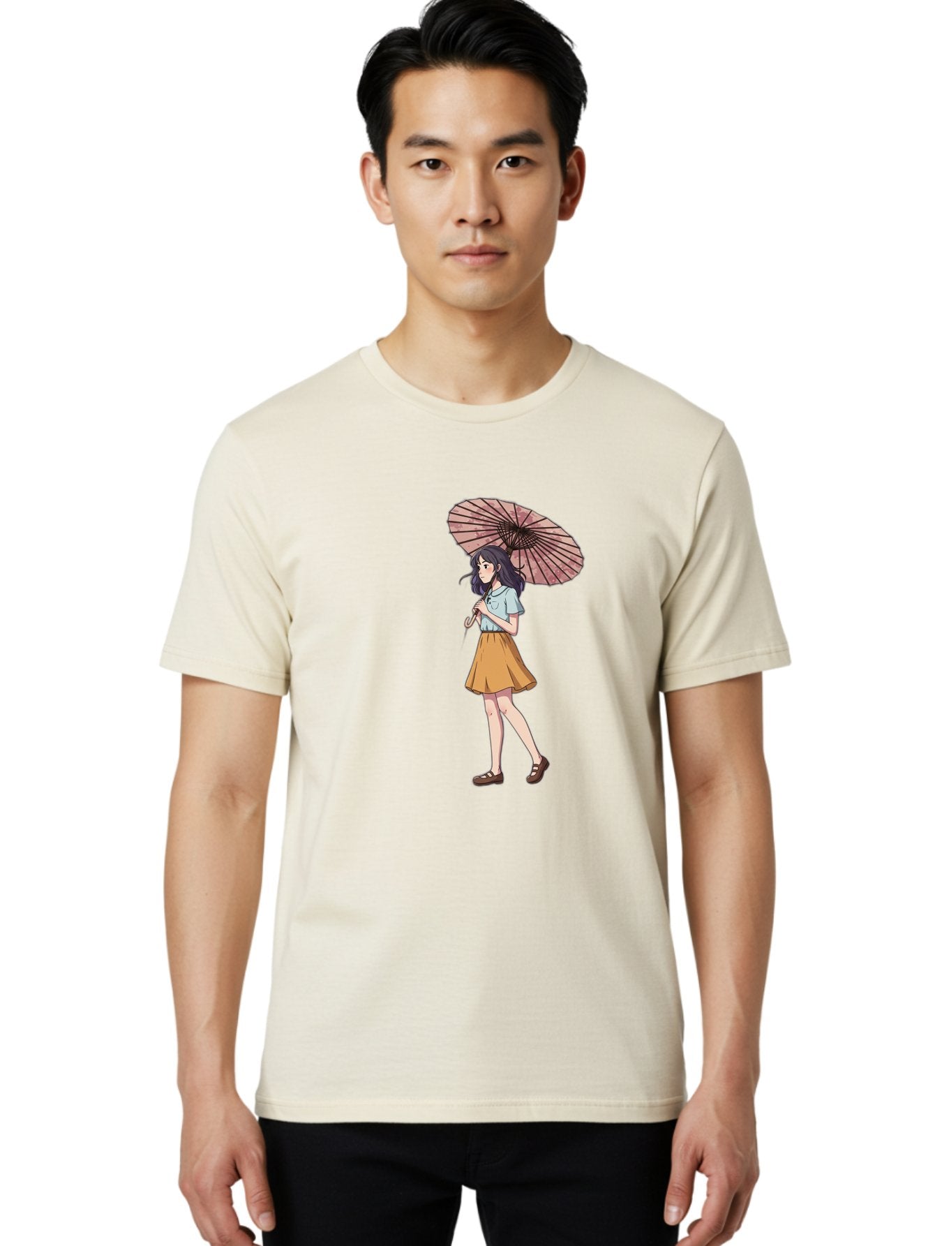 Girl-With-Parasol-4 Men'S Graphic Tee, 100% Cotton, Comfortable Casual Summer Wear, Machine Washable, Vintage Camera, Old Camera, Antique Camera, Black Camera, Classic Photography, Photography Equipment, Nostalgic Device, Film Camera, Bai033 22
