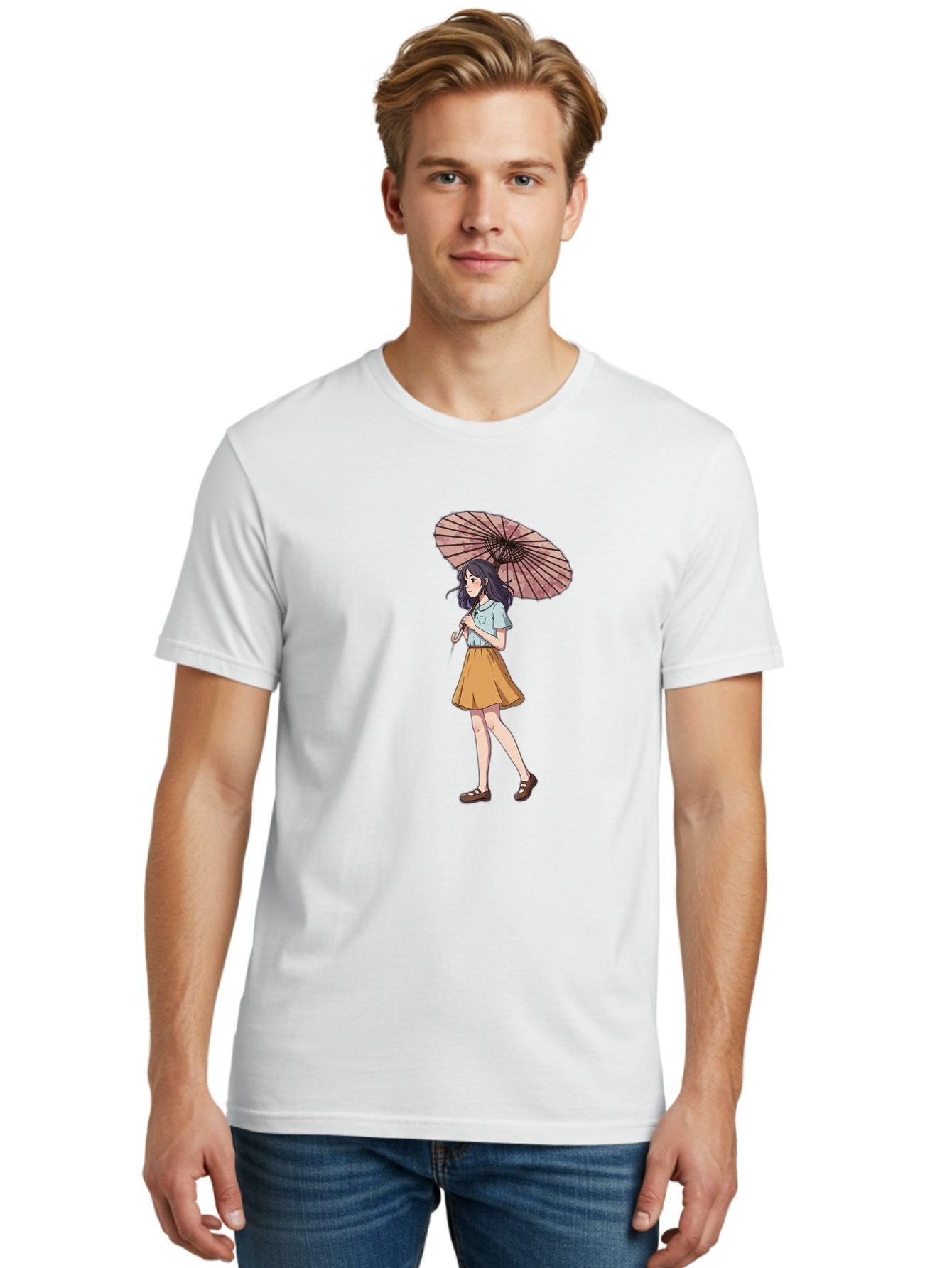 Girl-With-Parasol-4 Men'S Graphic Tee, 100% Cotton, Comfortable Casual Summer Wear, Machine Washable, Vintage Camera, Old Camera, Antique Camera, Black Camera, Classic Photography, Photography Equipment, Nostalgic Device, Film Camera, Bai033 20