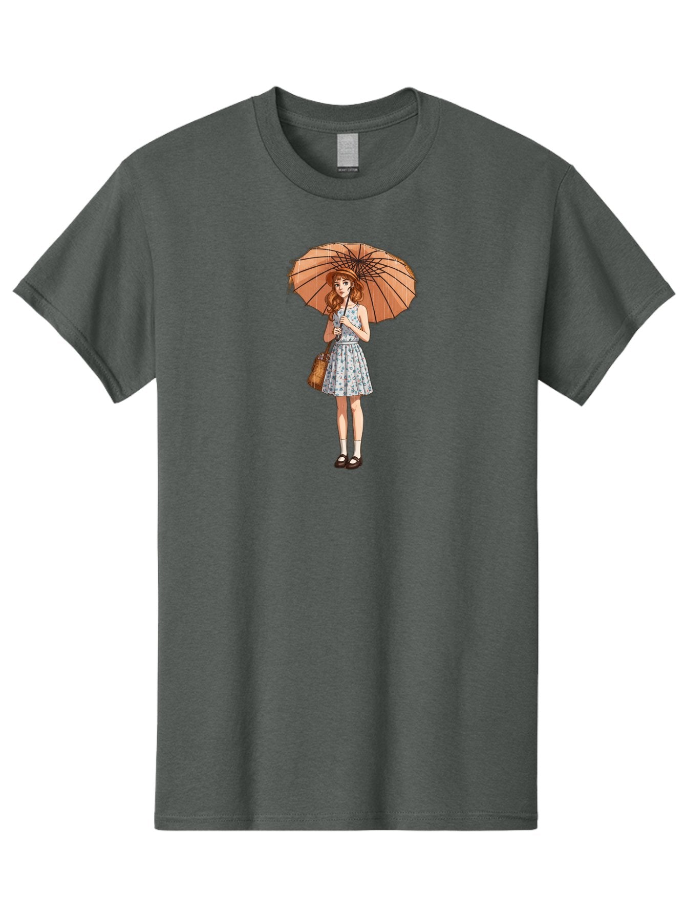Girl-With-Umbrella-2 Men'S Graphic Tee, 100% Cotton, Comfortable Casual Summer Wear, Machine Washable, Vintage Camera, Old Camera, Antique Camera, Black Camera, Classic Photography, Photography Equipment, Nostalgic Device, Film Camera, Bai038