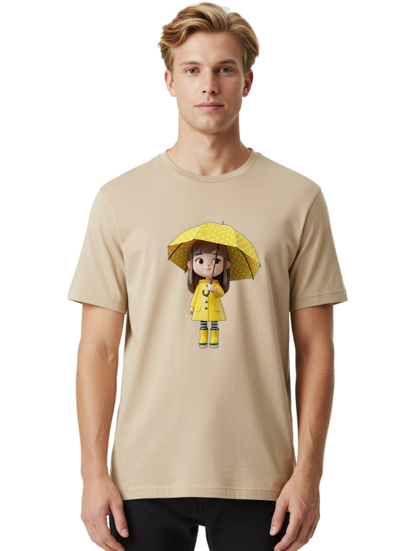 Girl-With-Yellow-Raincoat-And-Umbrella Men'S Graphic Tee, 100% Cotton, Comfortable Casual Summer Wear, Machine Washable, Vintage Camera, Old Camera, Antique Camera, Black Camera, Classic Photography, Photography Equipment, Nostalgic Device, Bai041 23