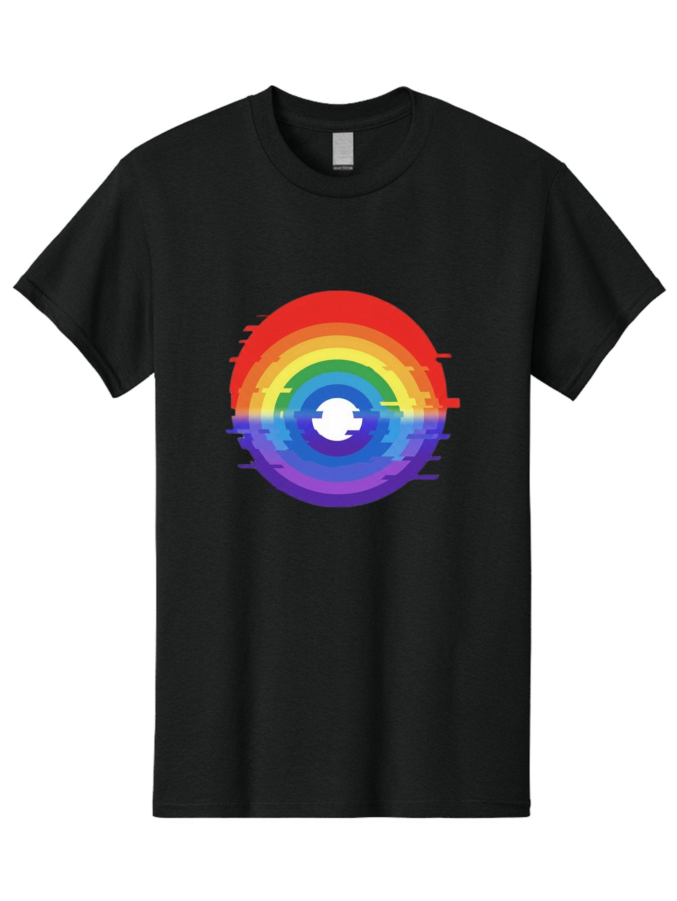 Glitch-Rainbow-Circle Men'S Graphic Tee, 100% Cotton, Comfortable Casual Summer Wear, Machine Washable, Vintage Camera, Old Camera, Antique Camera, Black Camera, Classic Photography, Photography Equipment, Nostalgic Device, Film Camera, Bai043 11