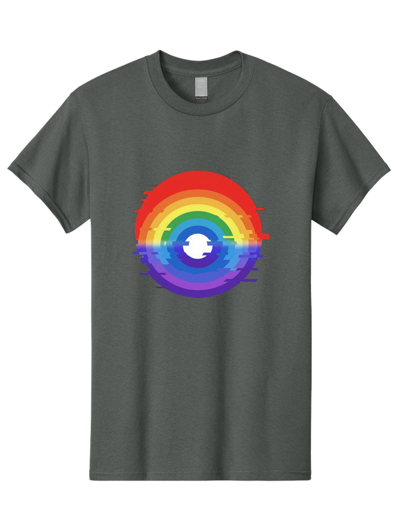 Glitch-Rainbow-Circle Men'S Graphic Tee, 100% Cotton, Comfortable Casual Summer Wear, Machine Washable, Vintage Camera, Old Camera, Antique Camera, Black Camera, Classic Photography, Photography Equipment, Nostalgic Device, Film Camera, Bai043 13