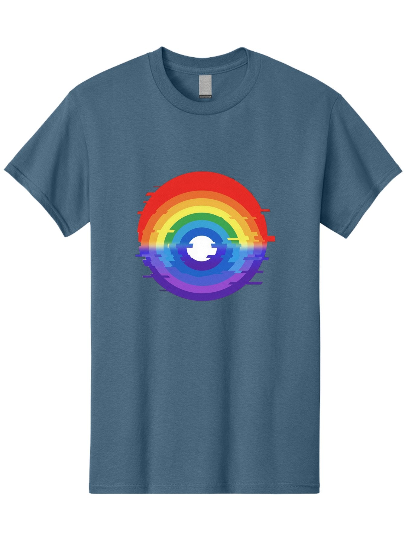 Glitch-Rainbow-Circle Men'S Graphic Tee, 100% Cotton, Comfortable Casual Summer Wear, Machine Washable, Vintage Camera, Old Camera, Antique Camera, Black Camera, Classic Photography, Photography Equipment, Nostalgic Device, Film Camera, Bai043 4