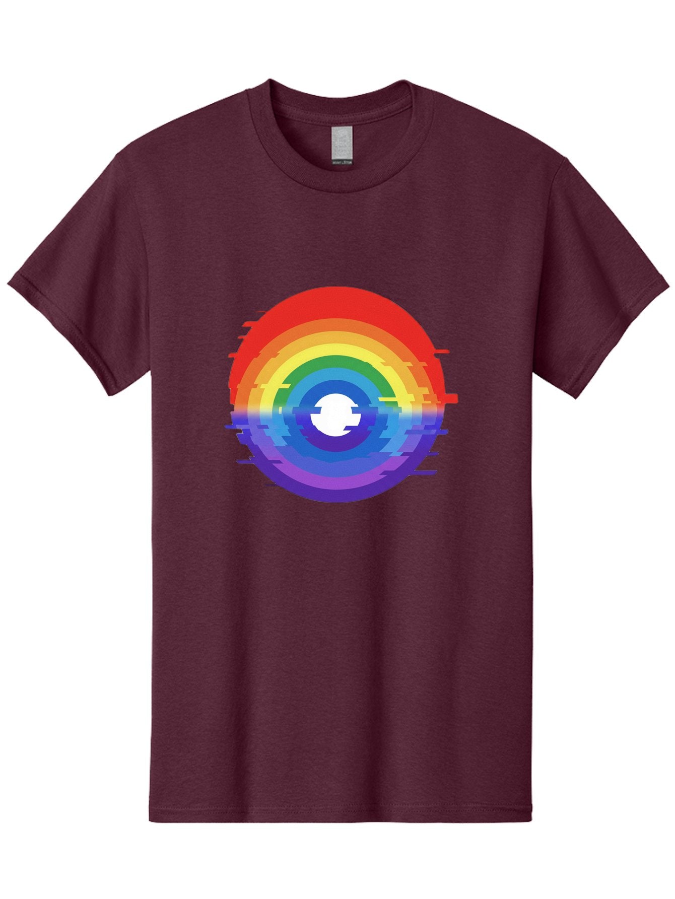 Glitch-Rainbow-Circle Men'S Graphic Tee, 100% Cotton, Comfortable Casual Summer Wear, Machine Washable, Vintage Camera, Old Camera, Antique Camera, Black Camera, Classic Photography, Photography Equipment, Nostalgic Device, Film Camera, Bai043 10