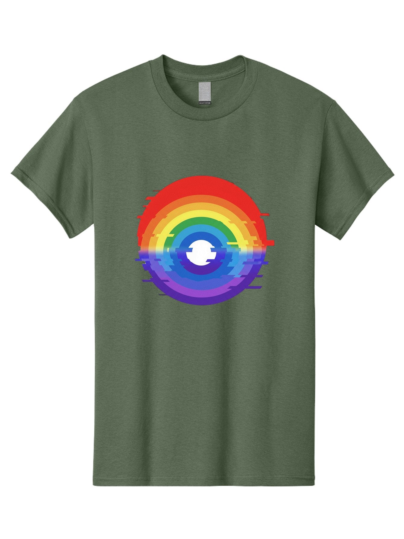 Glitch-Rainbow-Circle Men'S Graphic Tee, 100% Cotton, Comfortable Casual Summer Wear, Machine Washable, Vintage Camera, Old Camera, Antique Camera, Black Camera, Classic Photography, Photography Equipment, Nostalgic Device, Film Camera, Bai043