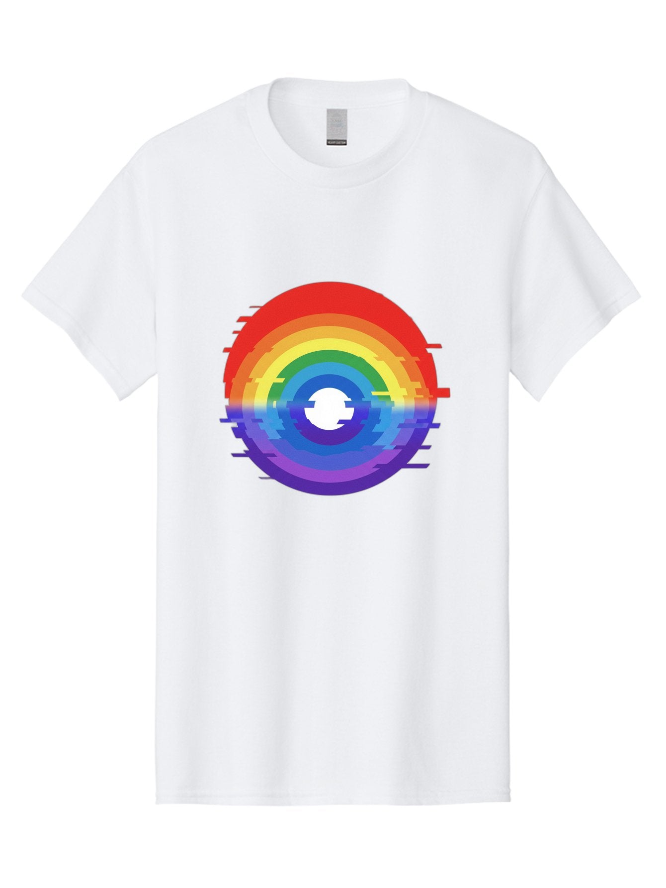 Glitch-Rainbow-Circle Men'S Graphic Tee, 100% Cotton, Comfortable Casual Summer Wear, Machine Washable, Vintage Camera, Old Camera, Antique Camera, Black Camera, Classic Photography, Photography Equipment, Nostalgic Device, Film Camera, Bai043