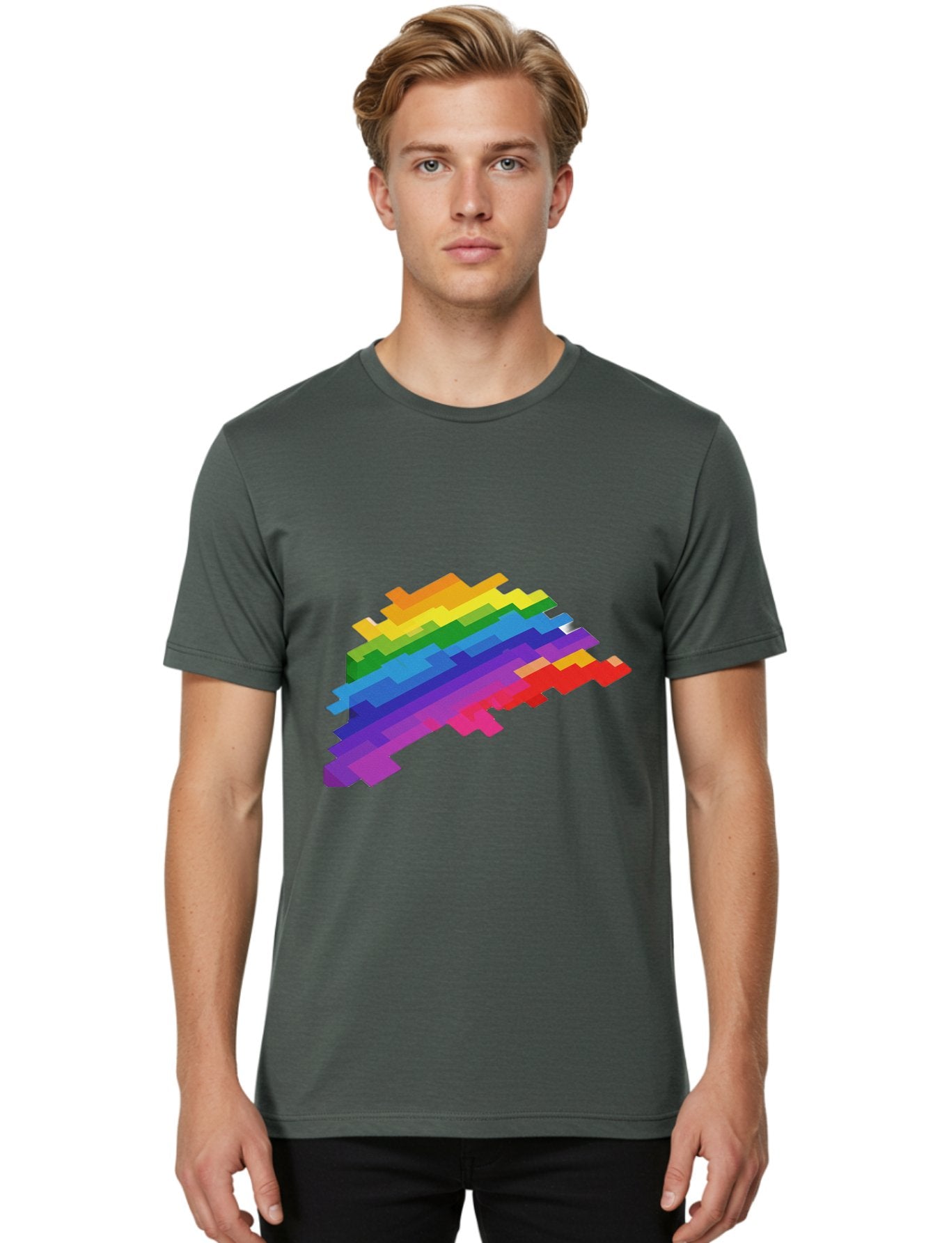 Glitchy-Rainbow Men'S Graphic Tee, 100% Cotton, Comfortable Casual Summer Wear, Machine Washable, Vintage Camera, Old Camera, Antique Camera, Black Camera, Classic Photography, Photography Equipment, Nostalgic Device, Film Camera, Camera Art Bai044 28