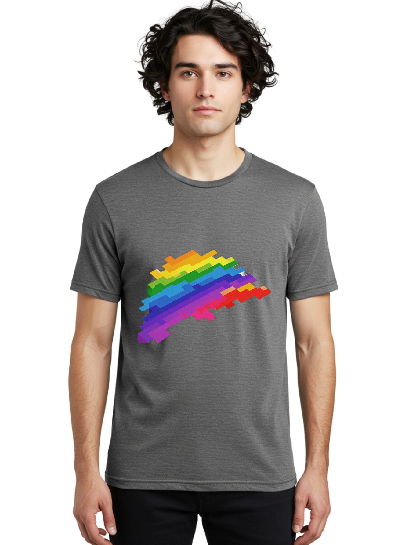 Glitchy-Rainbow Men'S Graphic Tee, 100% Cotton, Comfortable Casual Summer Wear, Machine Washable, Vintage Camera, Old Camera, Antique Camera, Black Camera, Classic Photography, Photography Equipment, Nostalgic Device, Film Camera, Camera Art Bai044 22