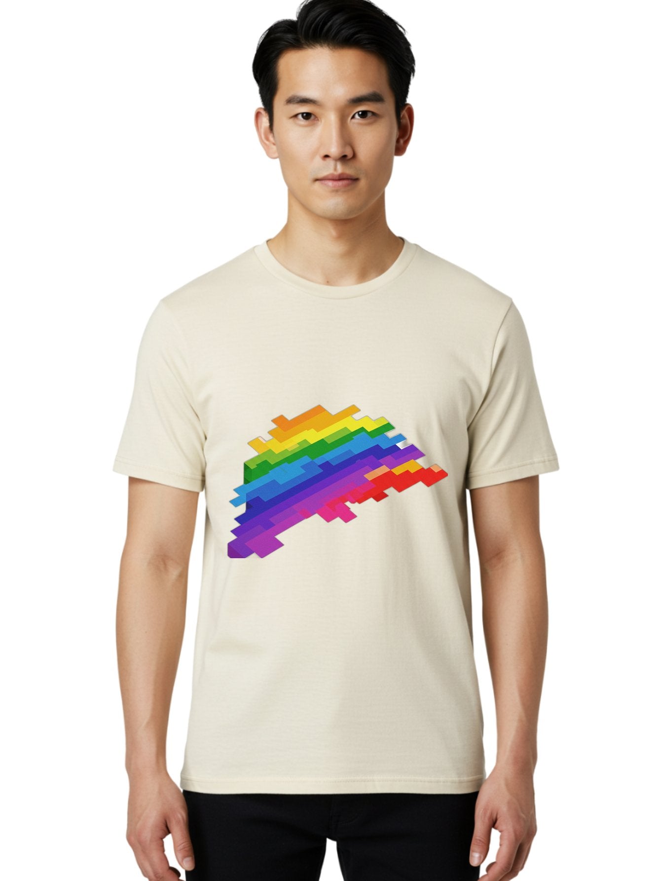 Glitchy-Rainbow Men'S Graphic Tee, 100% Cotton, Comfortable Casual Summer Wear, Machine Washable, Vintage Camera, Old Camera, Antique Camera, Black Camera, Classic Photography, Photography Equipment, Nostalgic Device, Film Camera, Camera Art Bai044 27