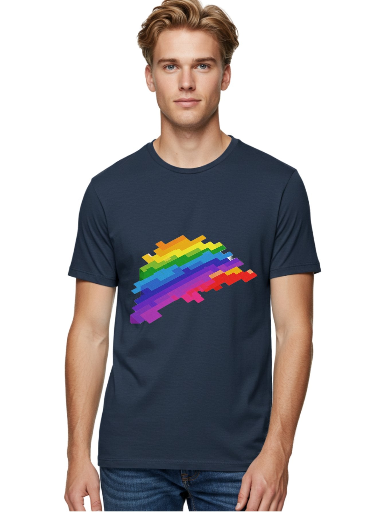 Glitchy-Rainbow Men'S Graphic Tee, 100% Cotton, Comfortable Casual Summer Wear, Machine Washable, Vintage Camera, Old Camera, Antique Camera, Black Camera, Classic Photography, Photography Equipment, Nostalgic Device, Film Camera, Camera Art Bai044 16