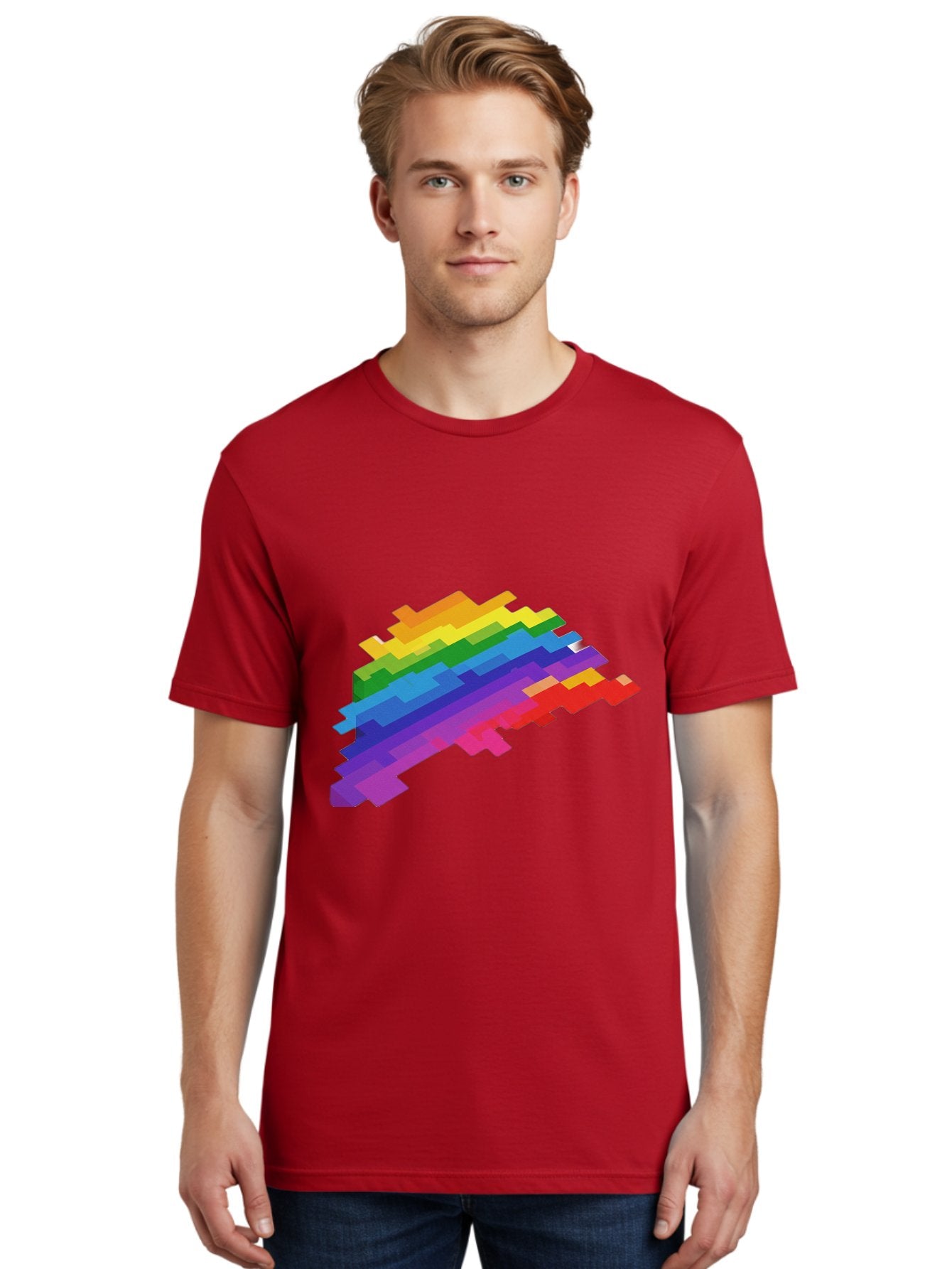 Glitchy-Rainbow Men'S Graphic Tee, 100% Cotton, Comfortable Casual Summer Wear, Machine Washable, Vintage Camera, Old Camera, Antique Camera, Black Camera, Classic Photography, Photography Equipment, Nostalgic Device, Film Camera, Camera Art Bai044 20