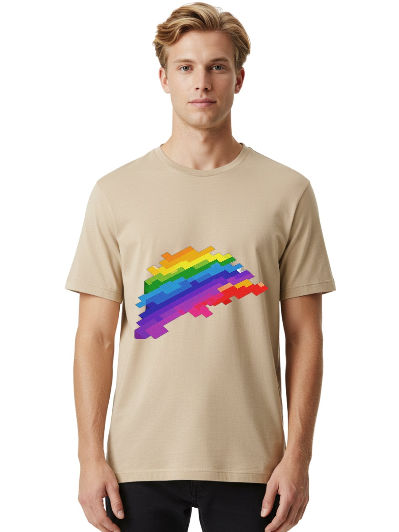 Glitchy-Rainbow Men'S Graphic Tee, 100% Cotton, Comfortable Casual Summer Wear, Machine Washable, Vintage Camera, Old Camera, Antique Camera, Black Camera, Classic Photography, Photography Equipment, Nostalgic Device, Film Camera, Camera Art Bai044 26