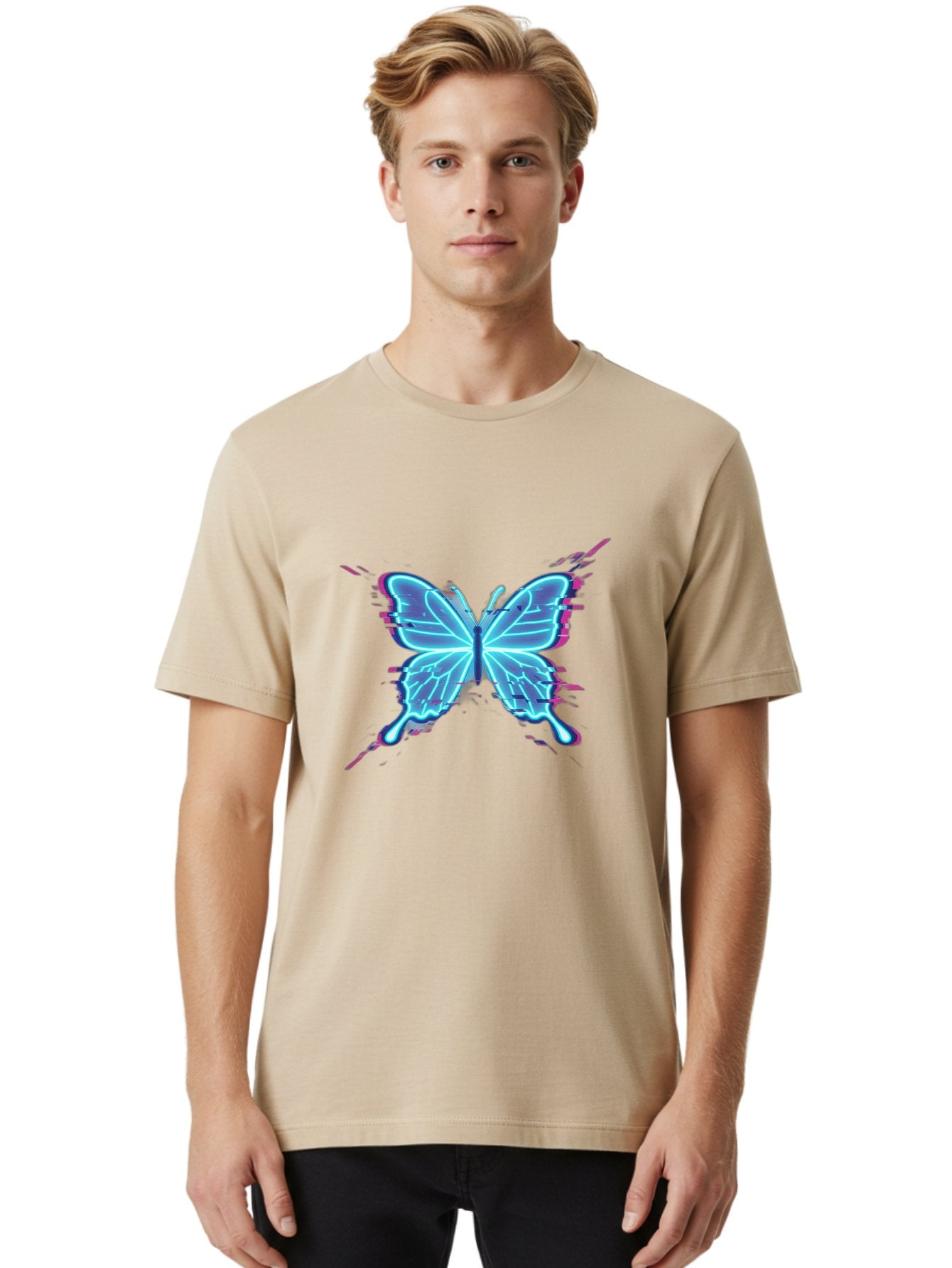 Glowing-Butterfly-1 Men'S Graphic Tee, 100% Cotton, Comfortable Casual Summer Wear, Machine Washable, Vintage Camera, Old Camera, Antique Camera, Black Camera, Classic Photography, Photography Equipment, Nostalgic Device, Film Camera, Bai046 20