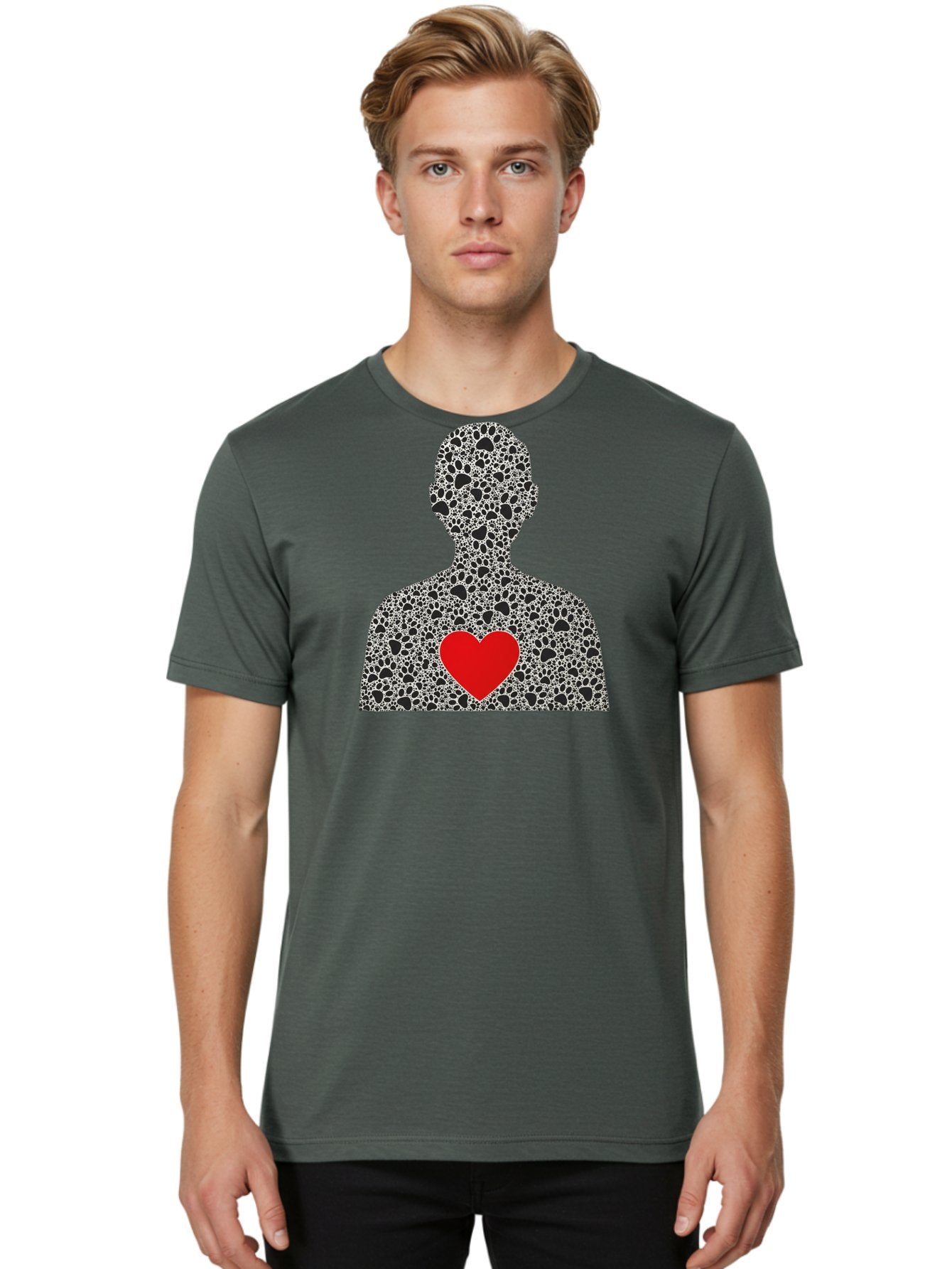 Heart-Man-Silhouette Men'S Graphic Tee, 100% Cotton, Comfortable Casual Summer Wear, Machine Washable, Vintage Camera, Old Camera, Antique Camera, Black Camera, Classic Photography, Photography Equipment, Nostalgic Device, Film Camera, Bai068 16
