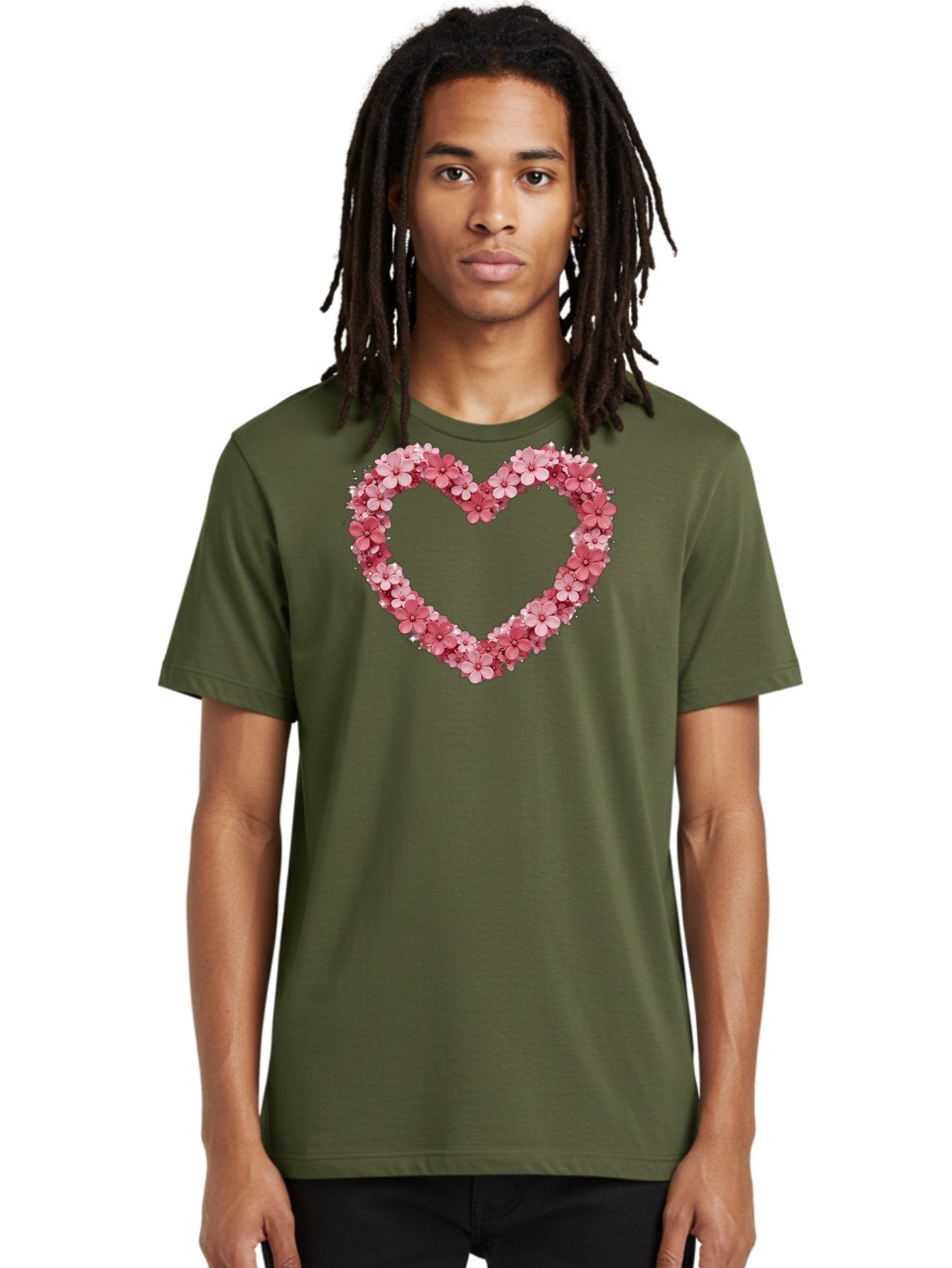 Heart-Shape-With-Pink-Flowers Men'S Graphic Tee, 100% Cotton, Comfortable Casual Summer Wear, Machine Washable, Vintage Camera, Old Camera, Antique Camera, Black Camera, Classic Photography, Photography Equipment, Nostalgic Device, Bai069 16