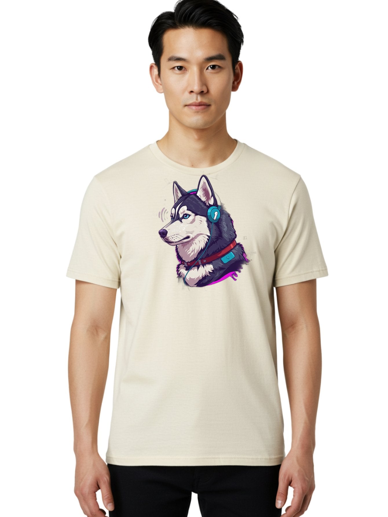 Husky-With-Headphones Men'S Graphic Tee, 100% Cotton, Comfortable Casual Summer Wear, Machine Washable, Vintage Camera, Old Camera, Antique Camera, Black Camera, Classic Photography, Photography Equipment, Nostalgic Device, Film Camera, Bai074 17