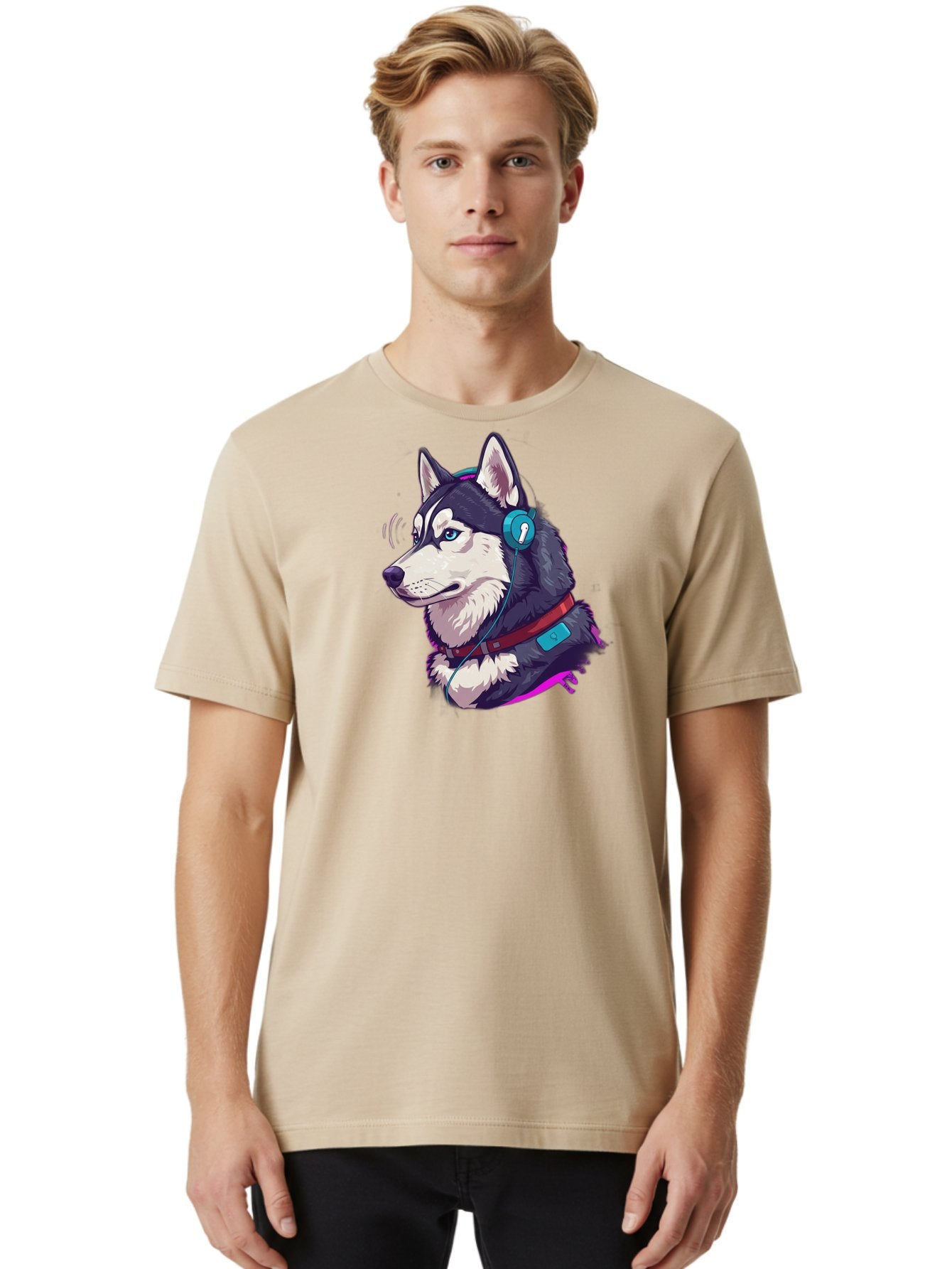 Husky-With-Headphones Men'S Graphic Tee, 100% Cotton, Comfortable Casual Summer Wear, Machine Washable, Vintage Camera, Old Camera, Antique Camera, Black Camera, Classic Photography, Photography Equipment, Nostalgic Device, Film Camera, Bai074 19