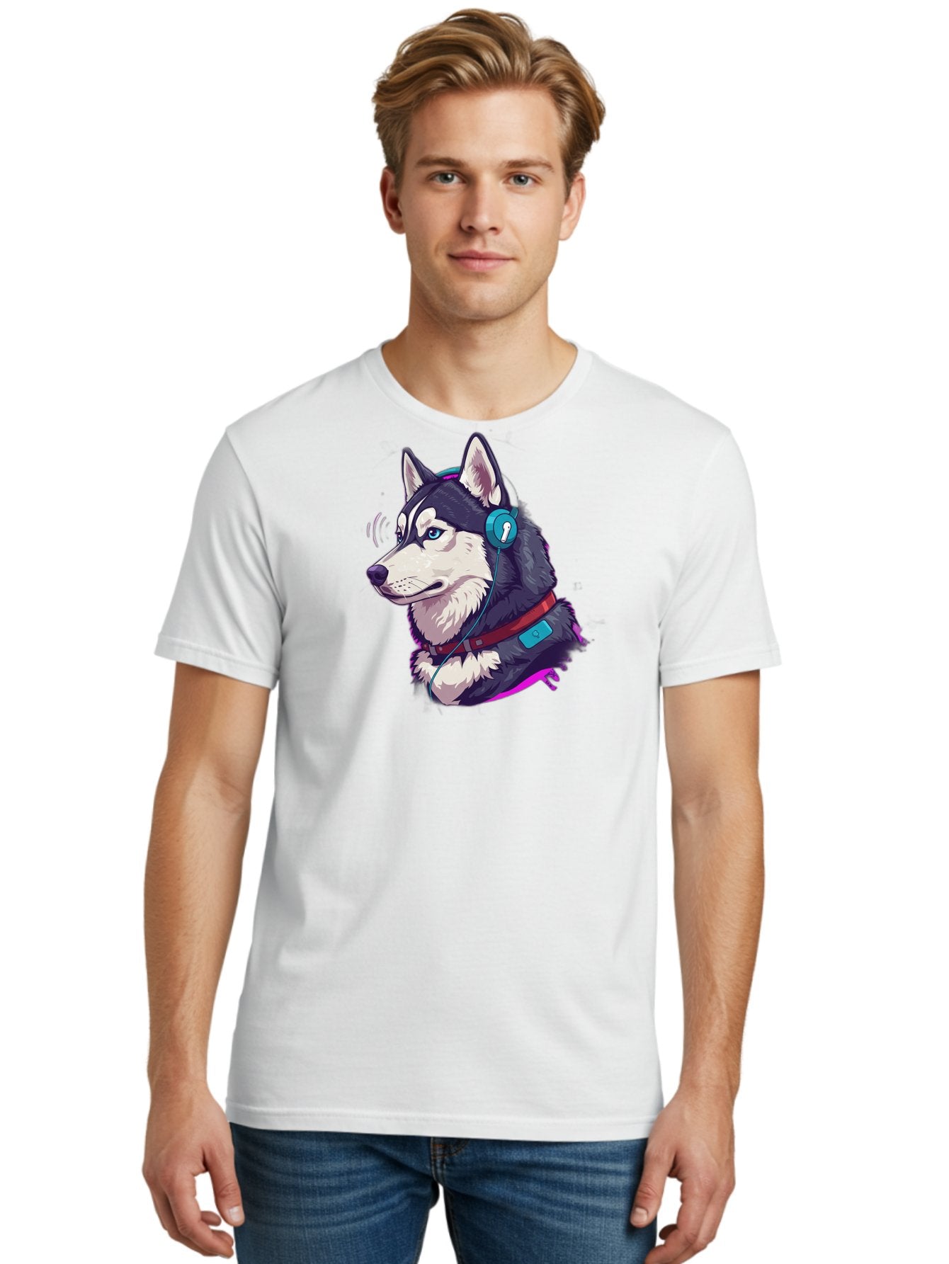 Husky-With-Headphones Men'S Graphic Tee, 100% Cotton, Comfortable Casual Summer Wear, Machine Washable, Vintage Camera, Old Camera, Antique Camera, Black Camera, Classic Photography, Photography Equipment, Nostalgic Device, Film Camera, Bai074 24