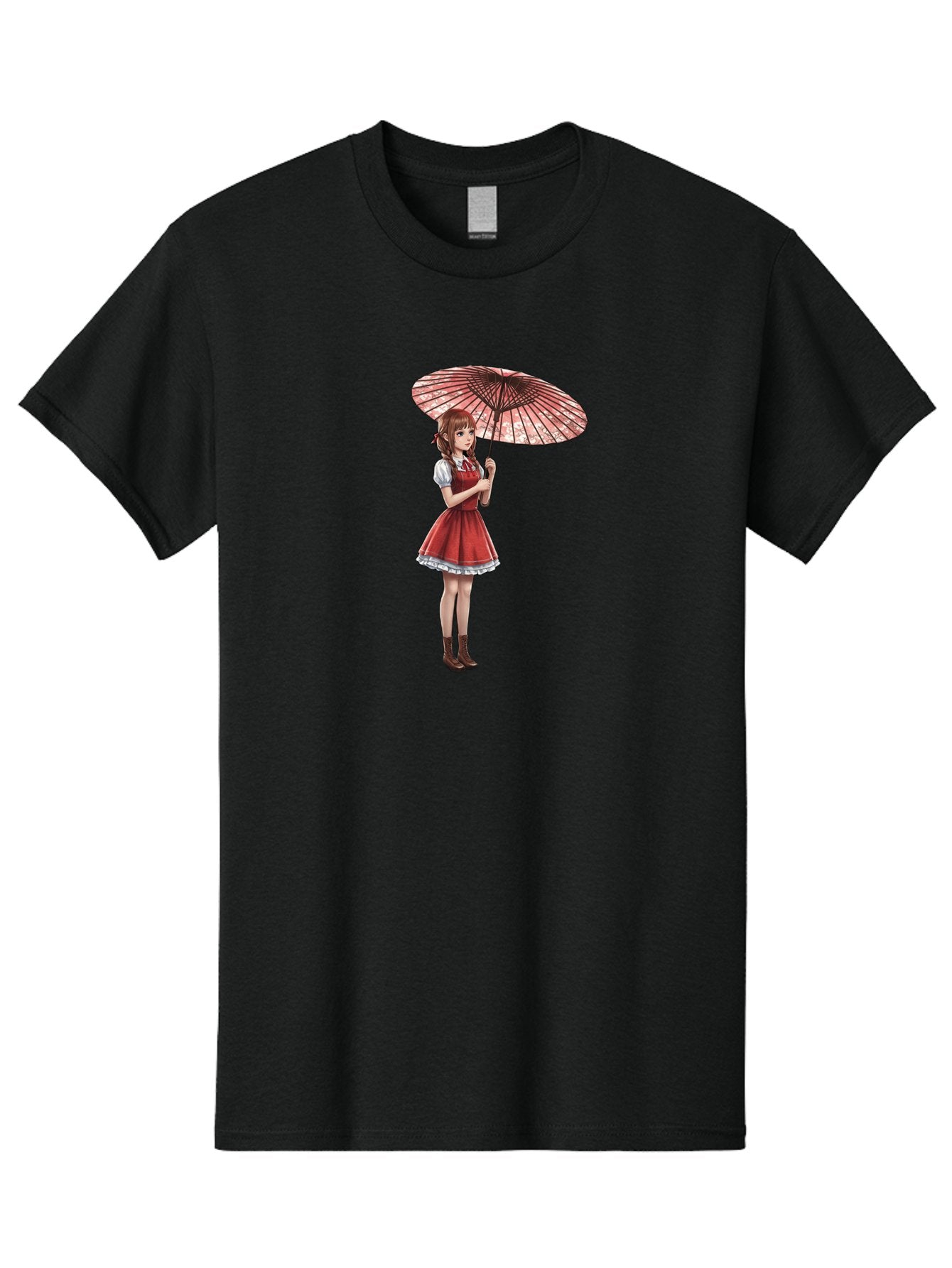 Illustration-Of-Girl-With-Parasol Men'S Graphic Tee, 100% Cotton, Comfortable Casual Summer Wear, Machine Washable, Vintage Camera, Old Camera, Antique Camera, Black Camera, Classic Photography, Photography Equipment, Nostalgic Device, Bai077 3