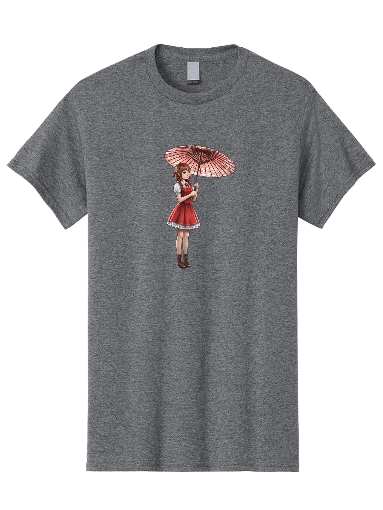 Illustration-Of-Girl-With-Parasol Men'S Graphic Tee, 100% Cotton, Comfortable Casual Summer Wear, Machine Washable, Vintage Camera, Old Camera, Antique Camera, Black Camera, Classic Photography, Photography Equipment, Nostalgic Device, Bai077