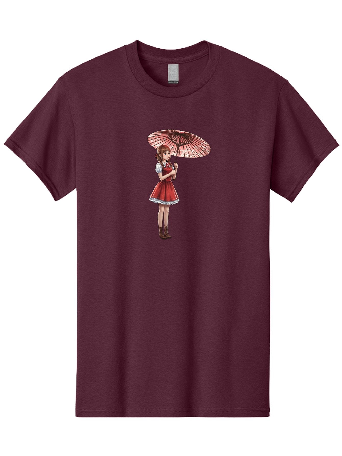 Illustration-Of-Girl-With-Parasol Men'S Graphic Tee, 100% Cotton, Comfortable Casual Summer Wear, Machine Washable, Vintage Camera, Old Camera, Antique Camera, Black Camera, Classic Photography, Photography Equipment, Nostalgic Device, Bai077 15
