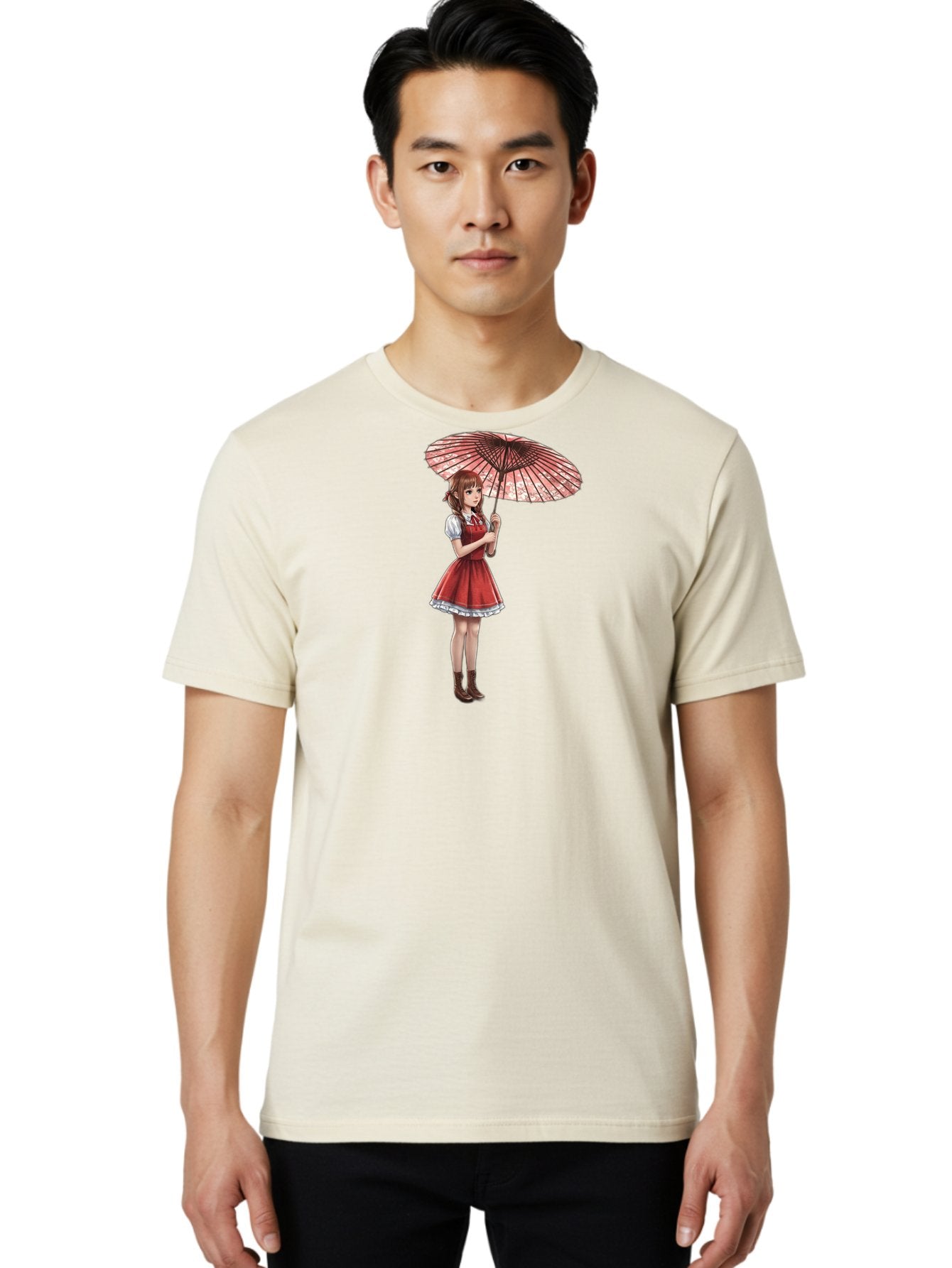 Illustration-Of-Girl-With-Parasol Men'S Graphic Tee, 100% Cotton, Comfortable Casual Summer Wear, Machine Washable, Vintage Camera, Old Camera, Antique Camera, Black Camera, Classic Photography, Photography Equipment, Nostalgic Device, Bai077 29