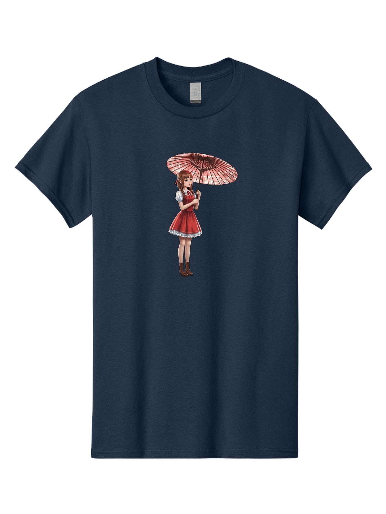 Illustration-Of-Girl-With-Parasol Men'S Graphic Tee, 100% Cotton, Comfortable Casual Summer Wear, Machine Washable, Vintage Camera, Old Camera, Antique Camera, Black Camera, Classic Photography, Photography Equipment, Nostalgic Device, Bai077 6
