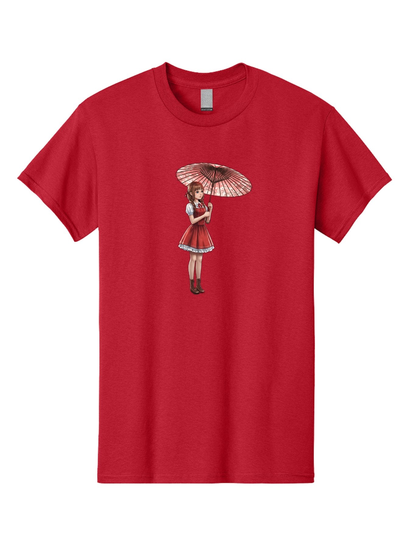 Illustration-Of-Girl-With-Parasol Men'S Graphic Tee, 100% Cotton, Comfortable Casual Summer Wear, Machine Washable, Vintage Camera, Old Camera, Antique Camera, Black Camera, Classic Photography, Photography Equipment, Nostalgic Device, Bai077 5