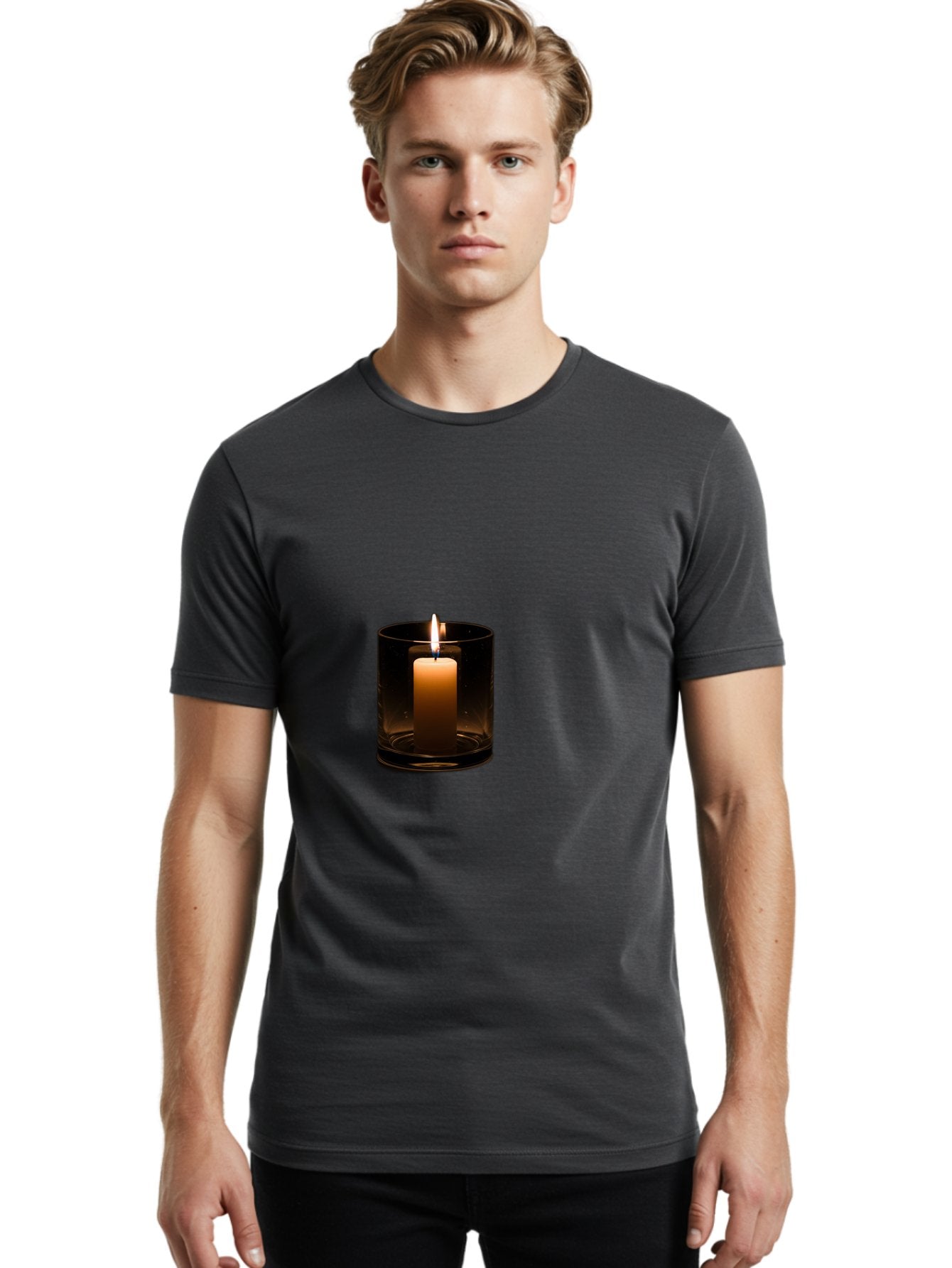 Lit-Candle-2 Men'S Graphic Tee, 100% Cotton, Comfortable Casual Summer Wear, Machine Washable, Vintage Camera, Old Camera, Antique Camera, Black Camera, Classic Photography, Photography Equipment, Nostalgic Device, Film Camera, Camera Art Bai092 24