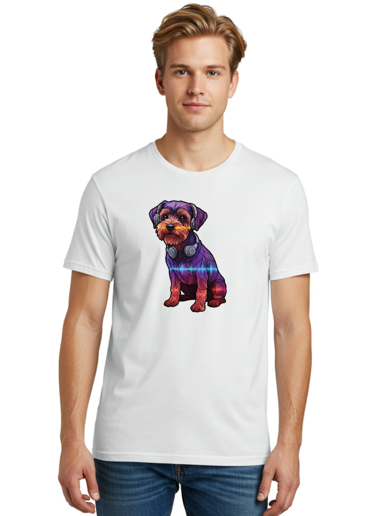 Low-Poly-Dog-Wearing-Headphones Men'S Graphic Tee, 100% Cotton, Comfortable Casual Summer Wear, Machine Washable, Vintage Camera, Old Camera, Antique Camera, Black Camera, Classic Photography, Photography Equipment, Nostalgic Device, Bai106 23