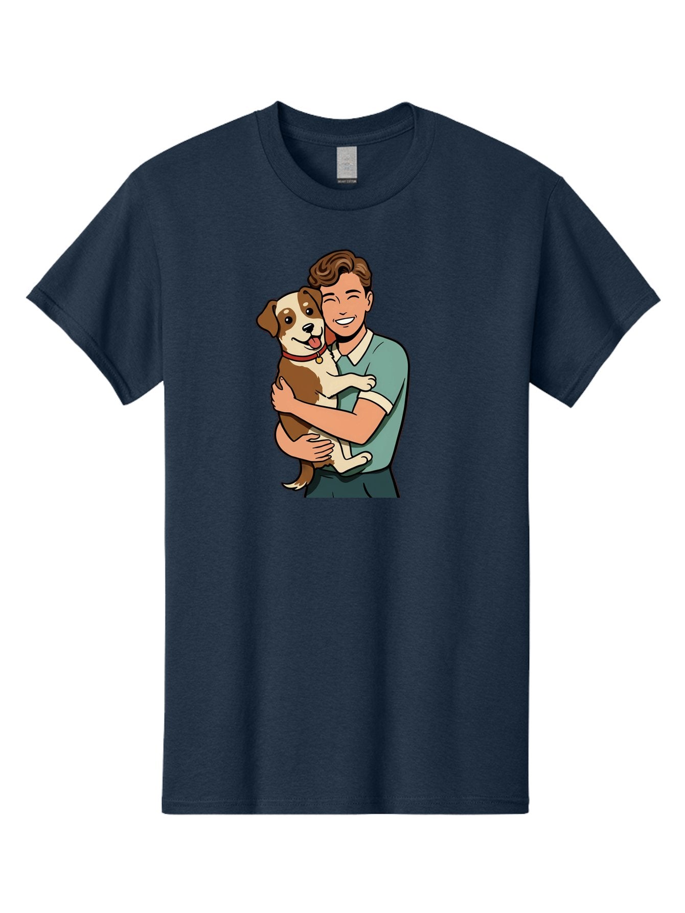 Man-Hugging-Dog-2 Men'S Graphic Tee, 100% Cotton, Comfortable Casual Summer Wear, Machine Washable, Vintage Camera, Old Camera, Antique Camera, Black Camera, Classic Photography, Photography Equipment, Nostalgic Device, Film Camera, Camera Art Bai113