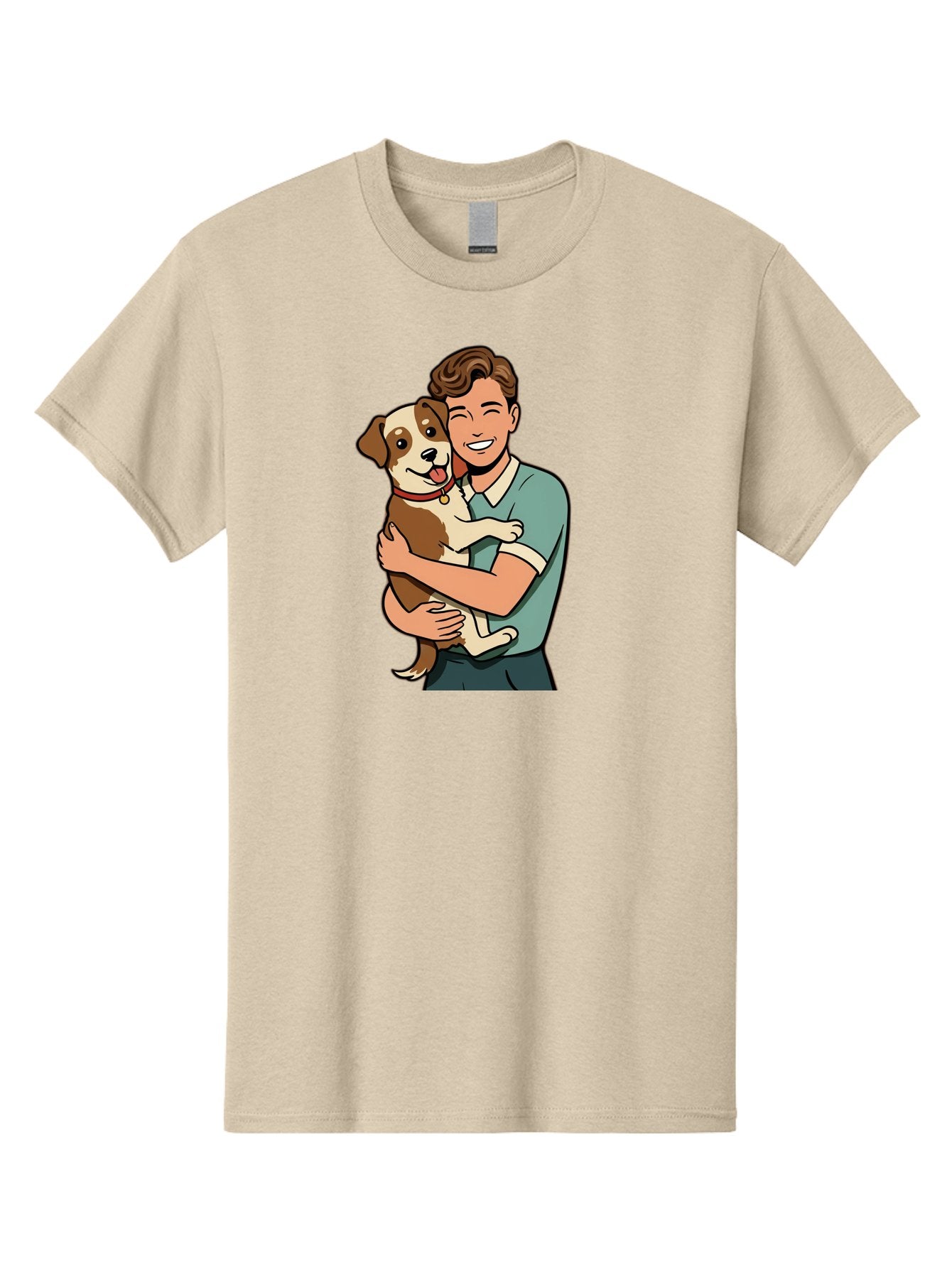 Man-Hugging-Dog-2 Men'S Graphic Tee, 100% Cotton, Comfortable Casual Summer Wear, Machine Washable, Vintage Camera, Old Camera, Antique Camera, Black Camera, Classic Photography, Photography Equipment, Nostalgic Device, Film Camera, Camera Art Bai113 8