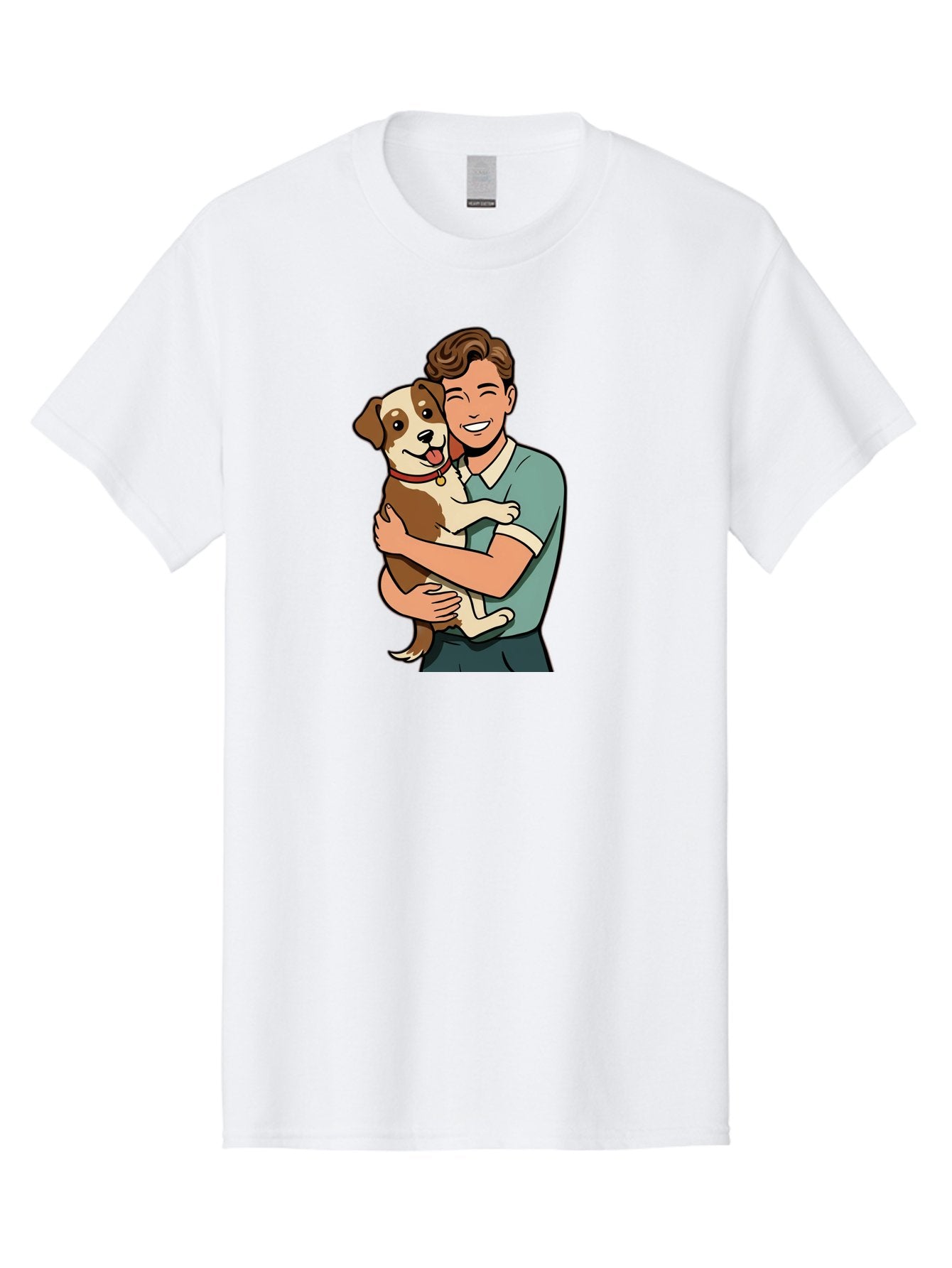 Man-Hugging-Dog-2 Men'S Graphic Tee, 100% Cotton, Comfortable Casual Summer Wear, Machine Washable, Vintage Camera, Old Camera, Antique Camera, Black Camera, Classic Photography, Photography Equipment, Nostalgic Device, Film Camera, Camera Art Bai113