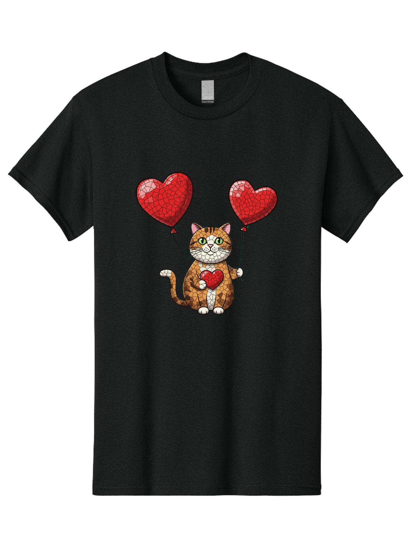 Mosaic-Cat-With-Heart-Balloons Men'S Graphic Tee, 100% Cotton, Comfortable Casual Summer Wear, Machine Washable, Vintage Camera, Old Camera, Antique Camera, Black Camera, Classic Photography, Photography Equipment, Nostalgic Device, Bai165 12