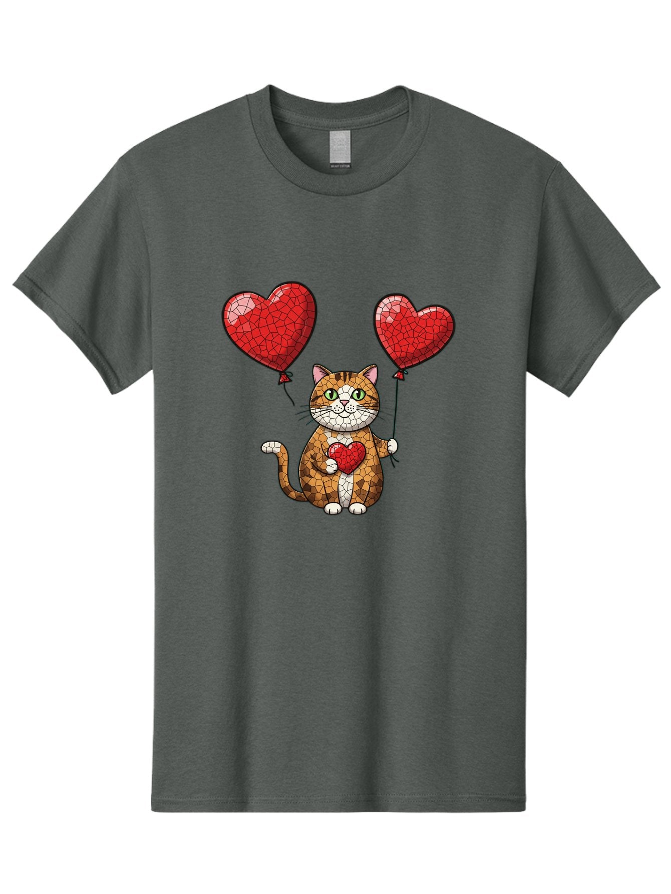 Mosaic-Cat-With-Heart-Balloons Men'S Graphic Tee, 100% Cotton, Comfortable Casual Summer Wear, Machine Washable, Vintage Camera, Old Camera, Antique Camera, Black Camera, Classic Photography, Photography Equipment, Nostalgic Device, Bai165