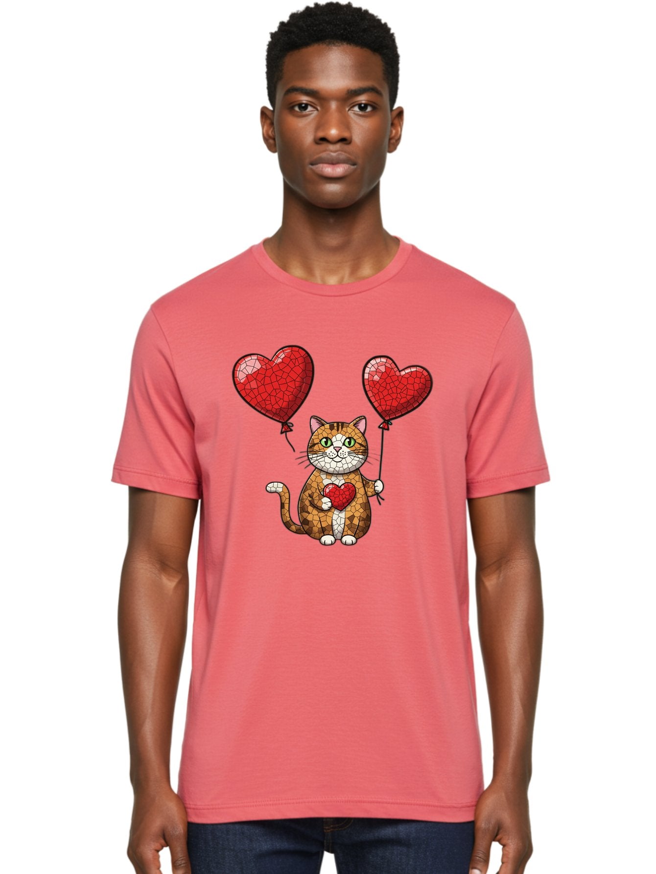 Mosaic-Cat-With-Heart-Balloons Men'S Graphic Tee, 100% Cotton, Comfortable Casual Summer Wear, Machine Washable, Vintage Camera, Old Camera, Antique Camera, Black Camera, Classic Photography, Photography Equipment, Nostalgic Device, Bai165 29