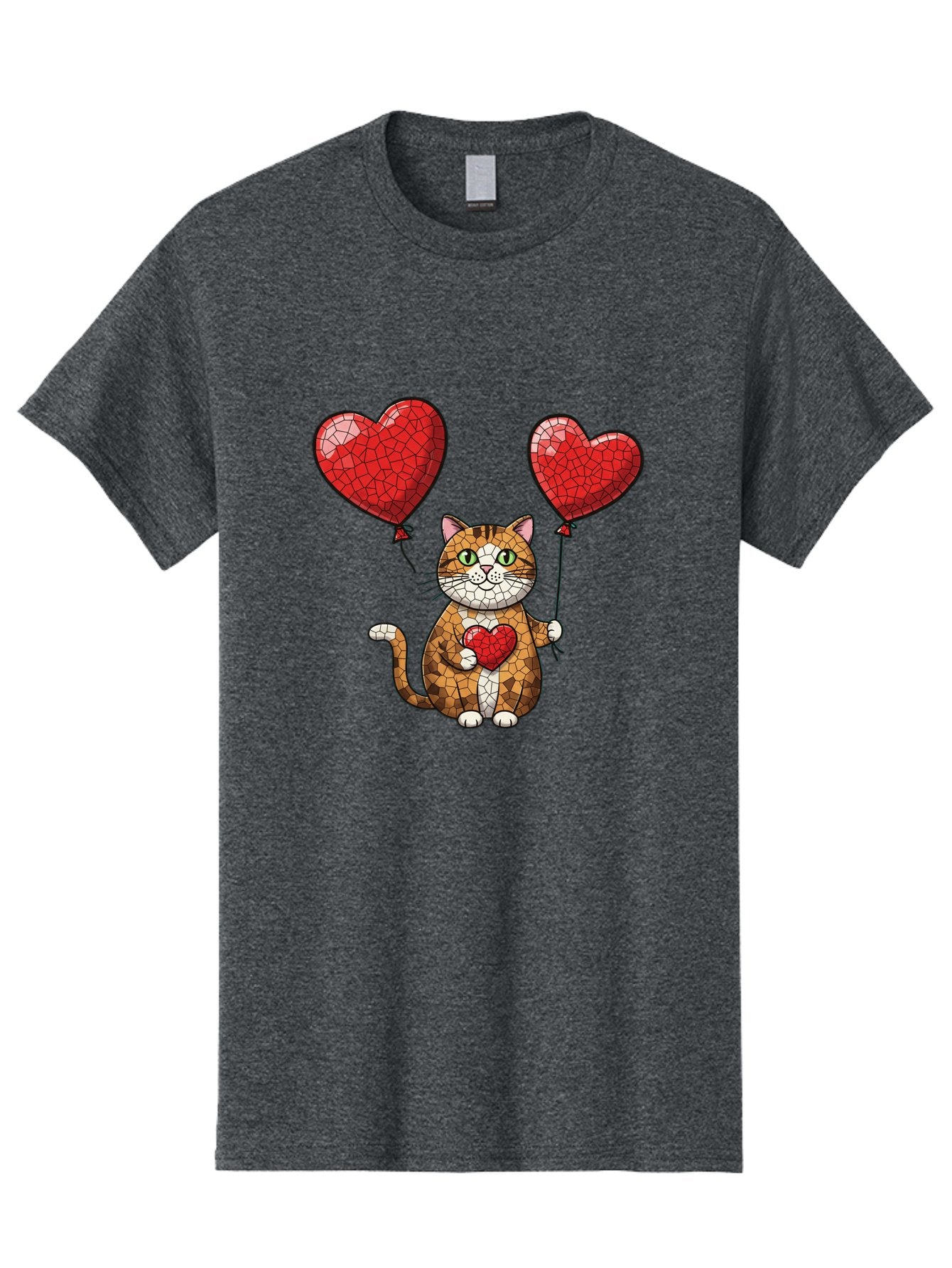 Mosaic-Cat-With-Heart-Balloons Men'S Graphic Tee, 100% Cotton, Comfortable Casual Summer Wear, Machine Washable, Vintage Camera, Old Camera, Antique Camera, Black Camera, Classic Photography, Photography Equipment, Nostalgic Device, Bai165 11