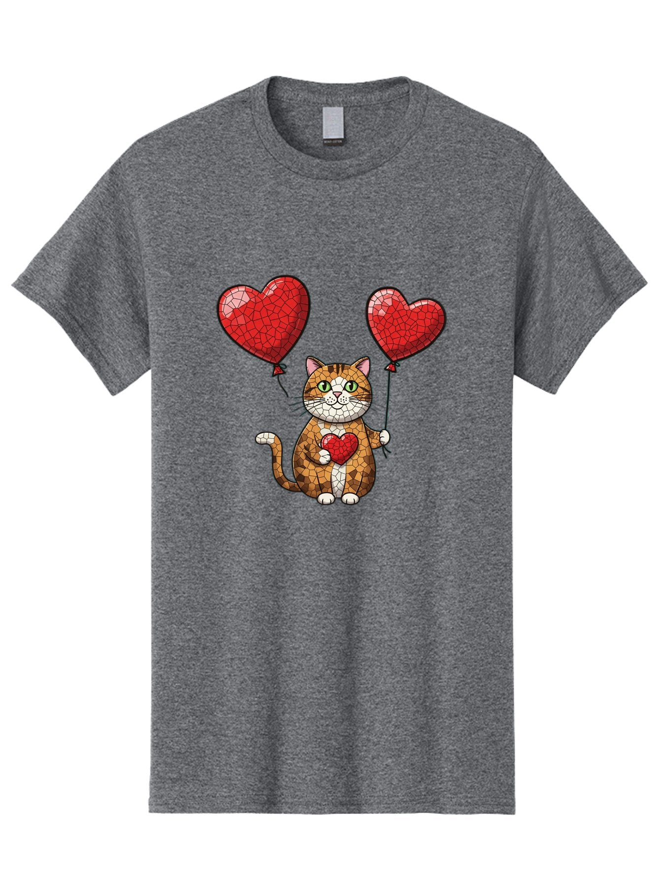 Mosaic-Cat-With-Heart-Balloons Men'S Graphic Tee, 100% Cotton, Comfortable Casual Summer Wear, Machine Washable, Vintage Camera, Old Camera, Antique Camera, Black Camera, Classic Photography, Photography Equipment, Nostalgic Device, Bai165 6