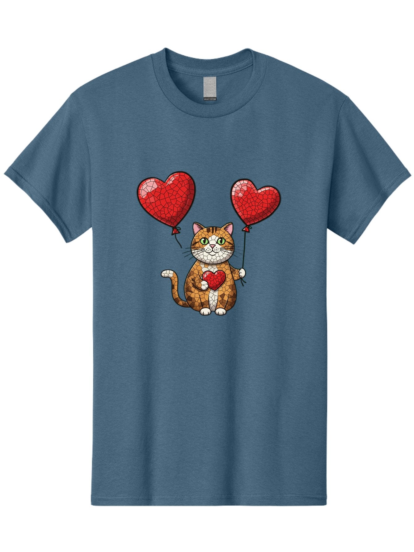 Mosaic-Cat-With-Heart-Balloons Men'S Graphic Tee, 100% Cotton, Comfortable Casual Summer Wear, Machine Washable, Vintage Camera, Old Camera, Antique Camera, Black Camera, Classic Photography, Photography Equipment, Nostalgic Device, Bai165