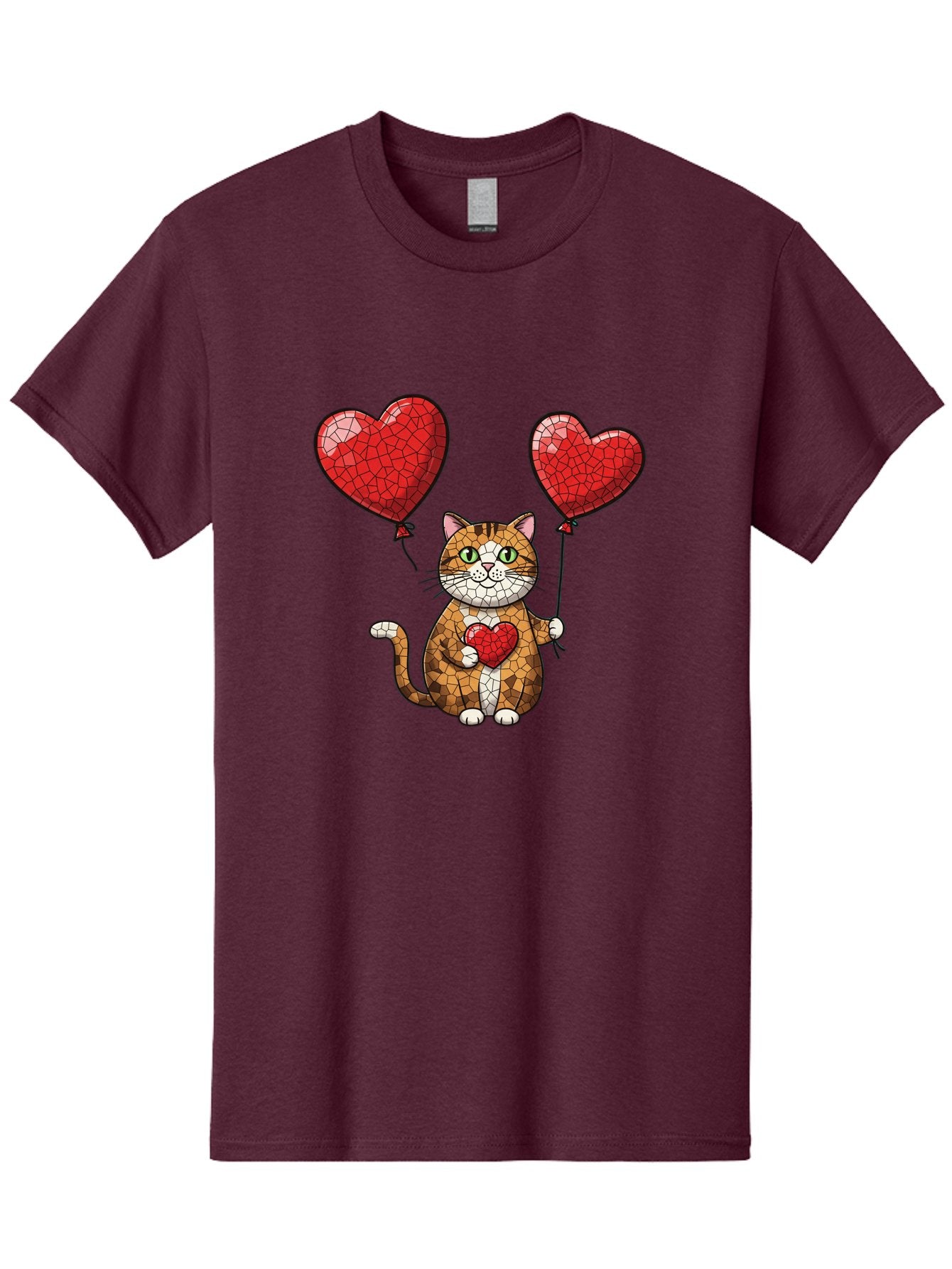 Mosaic-Cat-With-Heart-Balloons Men'S Graphic Tee, 100% Cotton, Comfortable Casual Summer Wear, Machine Washable, Vintage Camera, Old Camera, Antique Camera, Black Camera, Classic Photography, Photography Equipment, Nostalgic Device, Bai165 9