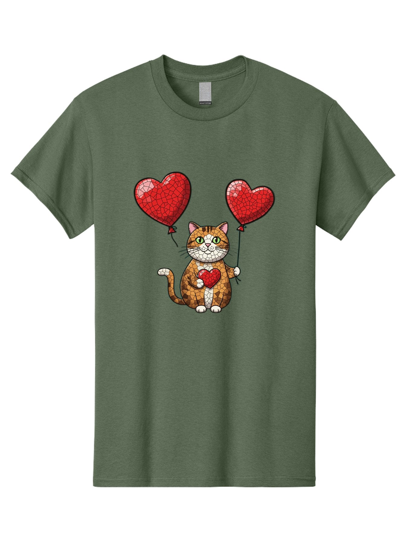 Mosaic-Cat-With-Heart-Balloons Men'S Graphic Tee, 100% Cotton, Comfortable Casual Summer Wear, Machine Washable, Vintage Camera, Old Camera, Antique Camera, Black Camera, Classic Photography, Photography Equipment, Nostalgic Device, Bai165 3