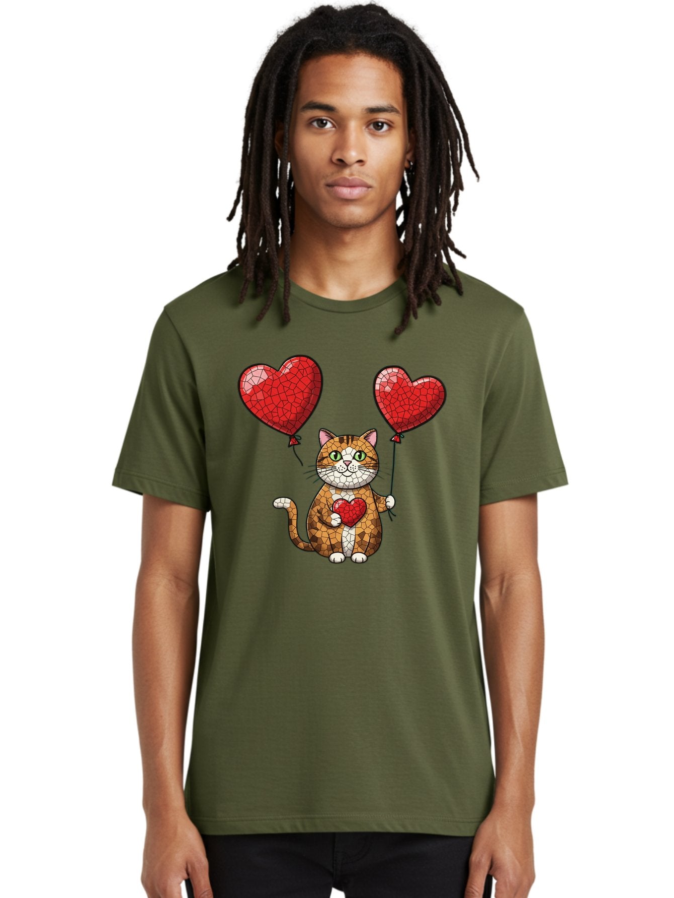 Mosaic-Cat-With-Heart-Balloons Men'S Graphic Tee, 100% Cotton, Comfortable Casual Summer Wear, Machine Washable, Vintage Camera, Old Camera, Antique Camera, Black Camera, Classic Photography, Photography Equipment, Nostalgic Device, Bai165 22
