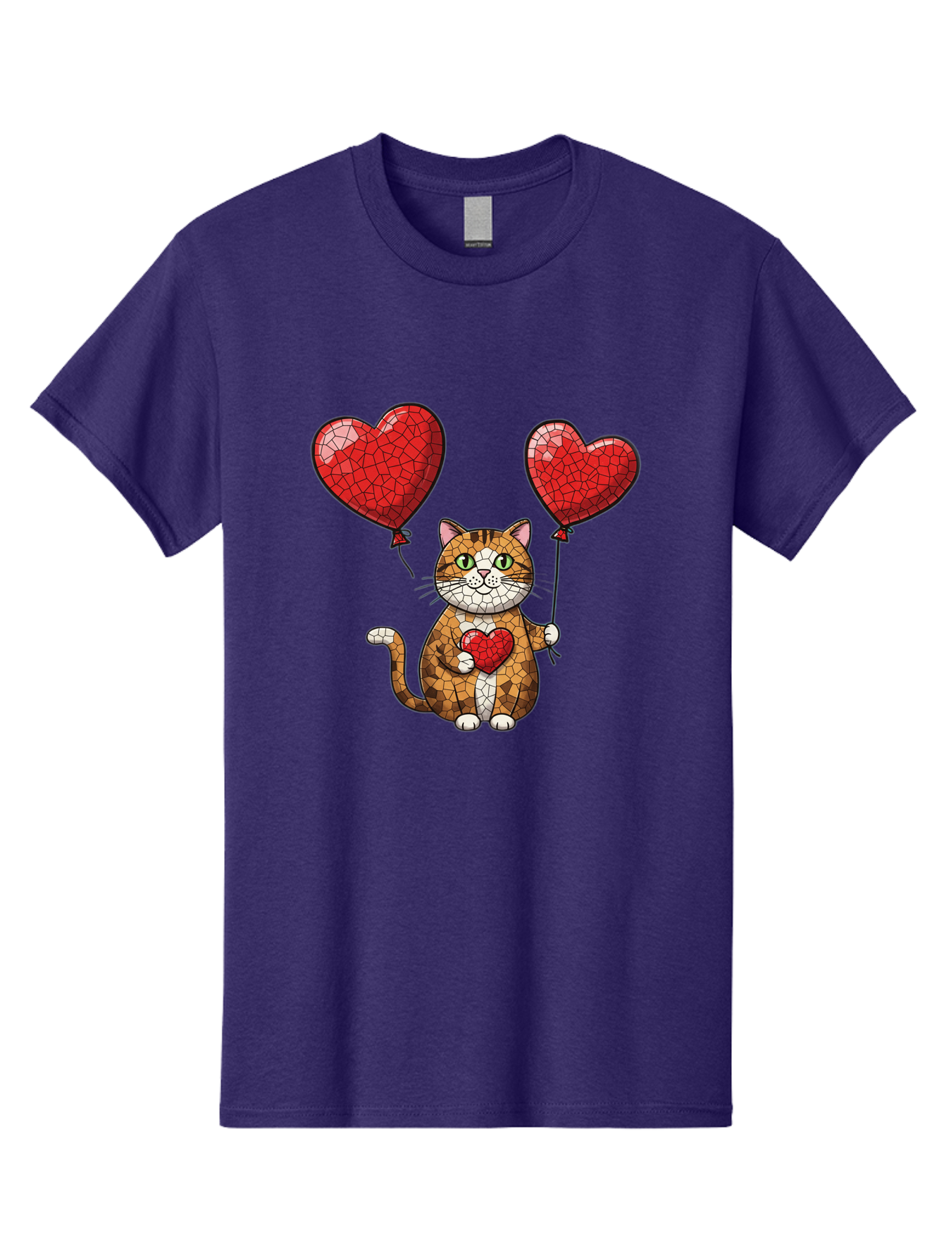 Mosaic-Cat-With-Heart-Balloons Men'S Graphic Tee, 100% Cotton, Comfortable Casual Summer Wear, Machine Washable, Vintage Camera, Old Camera, Antique Camera, Black Camera, Classic Photography, Photography Equipment, Nostalgic Device, Bai165