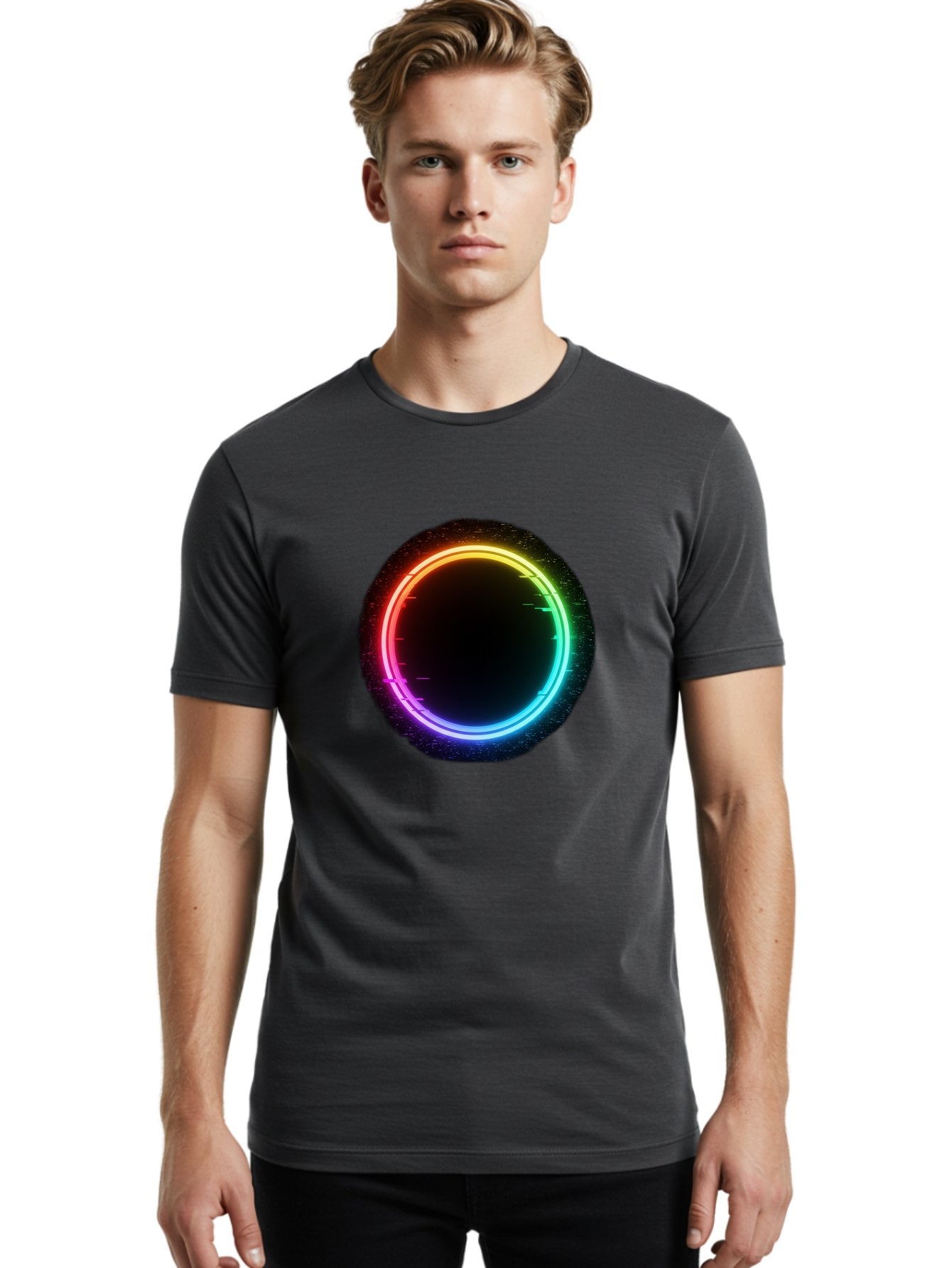 Neon-Circle-2 Men'S Graphic Tee, 100% Cotton, Comfortable Casual Summer Wear, Machine Washable, Vintage Camera, Old Camera, Antique Camera, Black Camera, Classic Photography, Photography Equipment, Nostalgic Device, Film Camera, Camera Art Bai178 27