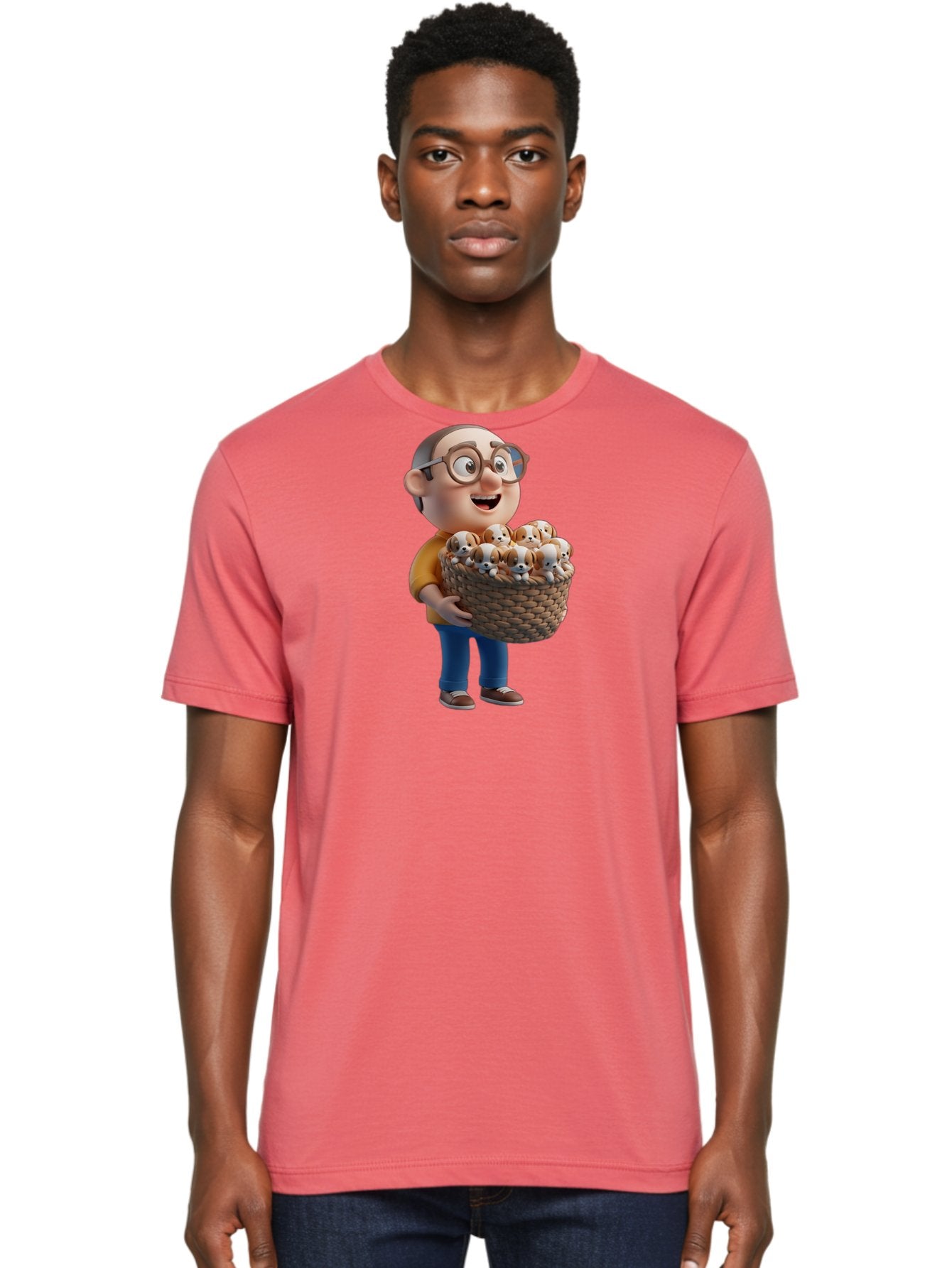 Old-Man-Holding-Puppies Men'S Graphic Tee, 100% Cotton, Comfortable Casual Summer Wear, Machine Washable, Vintage Camera, Old Camera, Antique Camera, Black Camera, Classic Photography, Photography Equipment, Nostalgic Device, Film Camera, Bai188 17