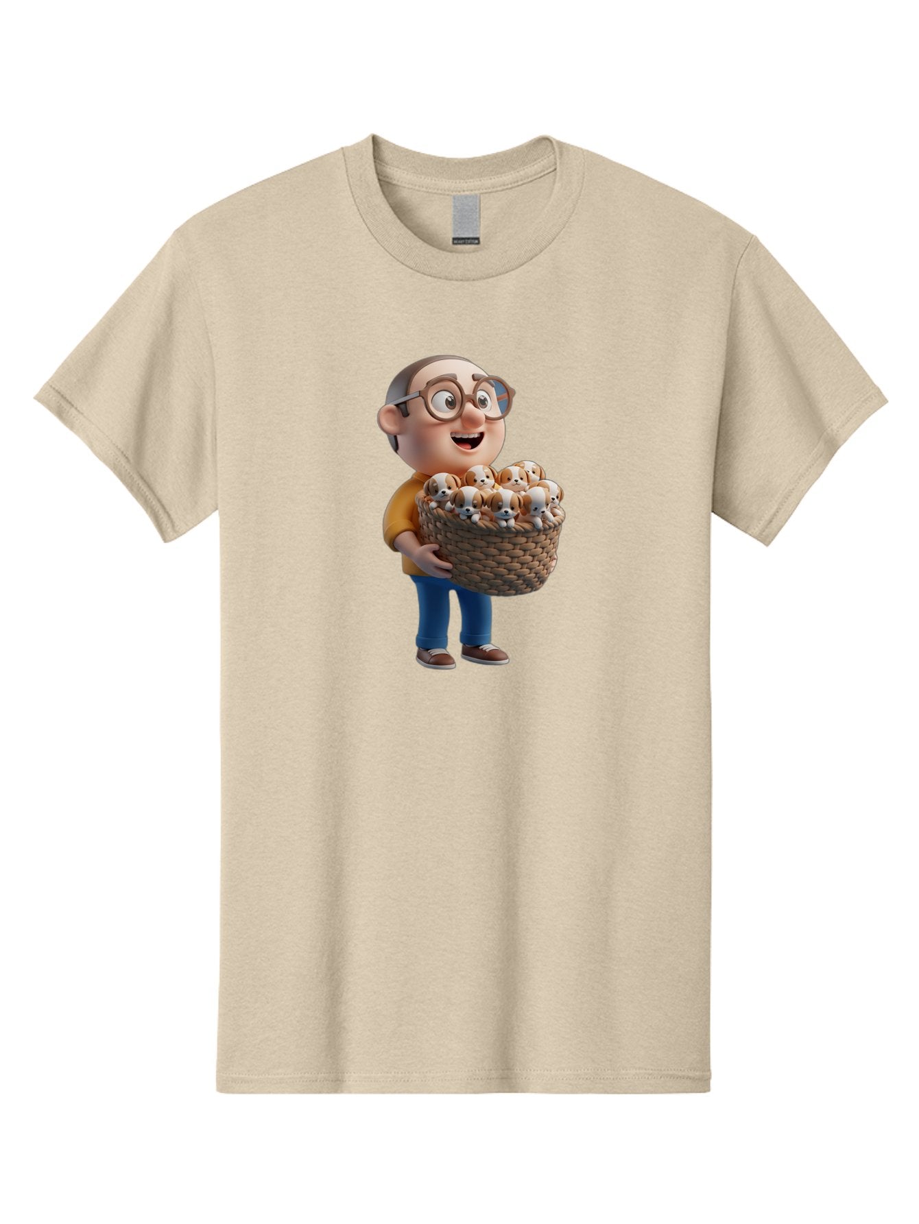 Old-Man-Holding-Puppies Men'S Graphic Tee, 100% Cotton, Comfortable Casual Summer Wear, Machine Washable, Vintage Camera, Old Camera, Antique Camera, Black Camera, Classic Photography, Photography Equipment, Nostalgic Device, Film Camera, Bai188 8