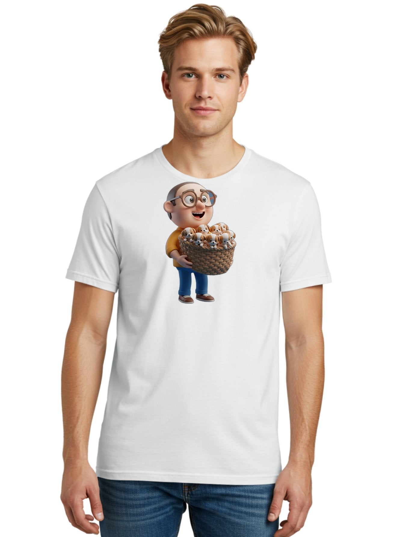 Old-Man-Holding-Puppies Men'S Graphic Tee, 100% Cotton, Comfortable Casual Summer Wear, Machine Washable, Vintage Camera, Old Camera, Antique Camera, Black Camera, Classic Photography, Photography Equipment, Nostalgic Device, Film Camera, Bai188 29