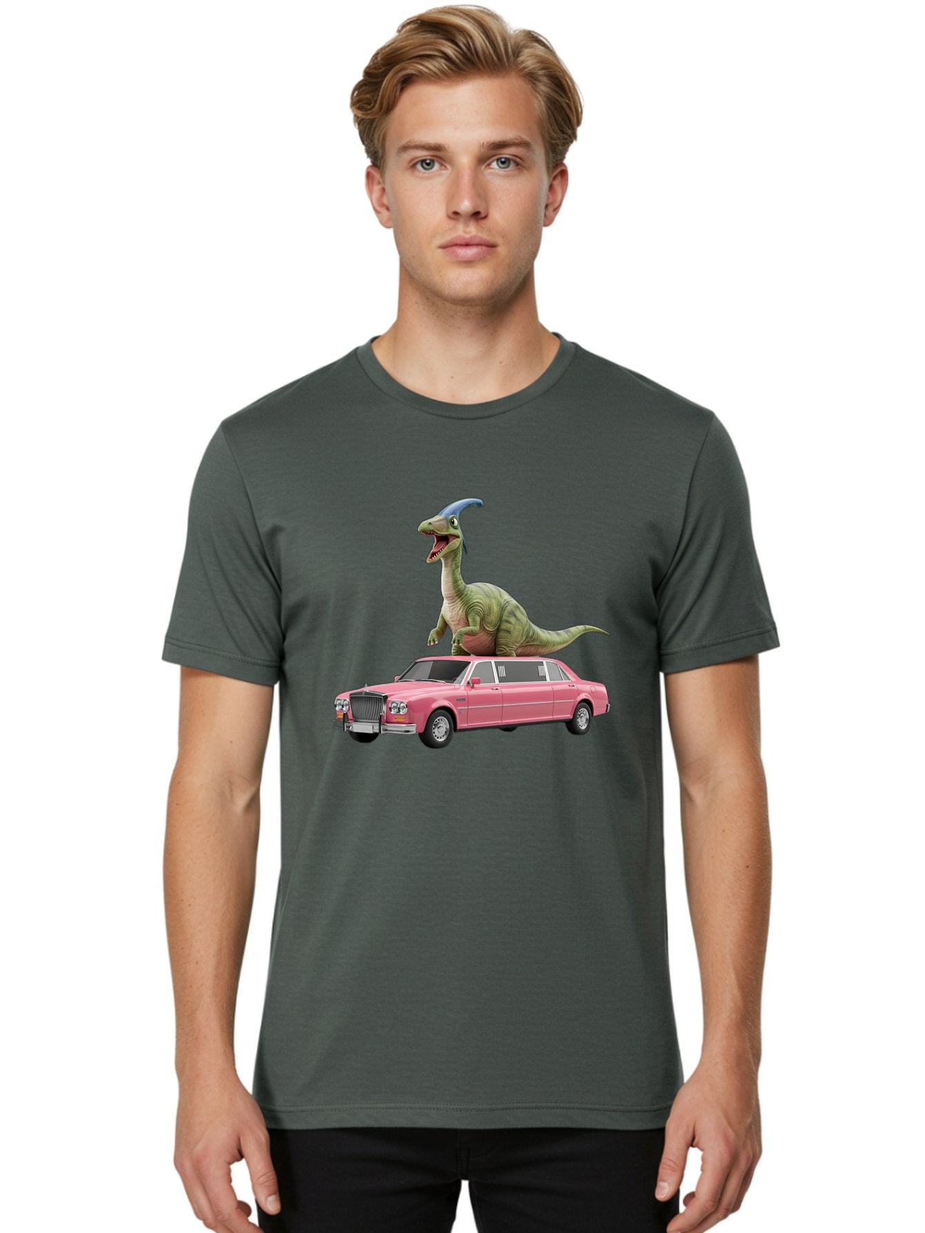 Parasaurolophus-On-Pink-Limousine Men'S Graphic Tee, 100% Cotton, Comfortable Casual Summer Wear, Machine Washable, Vintage Camera, Old Camera, Antique Camera, Black Camera, Classic Photography, Photography Equipment, Nostalgic Device, Bai207 22