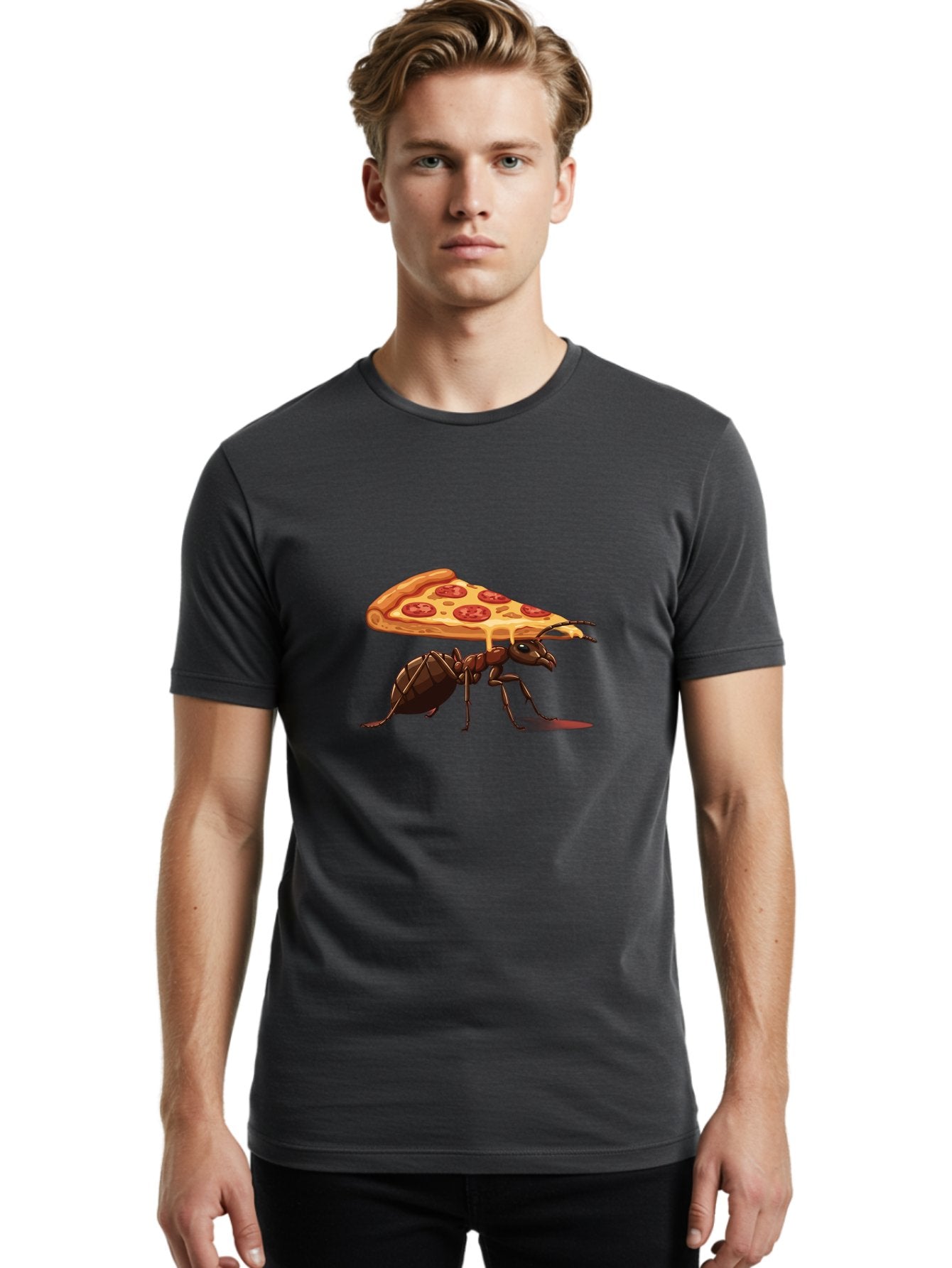Pepperoni-Pizza-Slice-Ant Men'S Graphic Tee, 100% Cotton, Comfortable Casual Summer Wear, Machine Washable, Vintage Camera, Old Camera, Antique Camera, Black Camera, Classic Photography, Photography Equipment, Nostalgic Device, Film Camera, Bai212 25