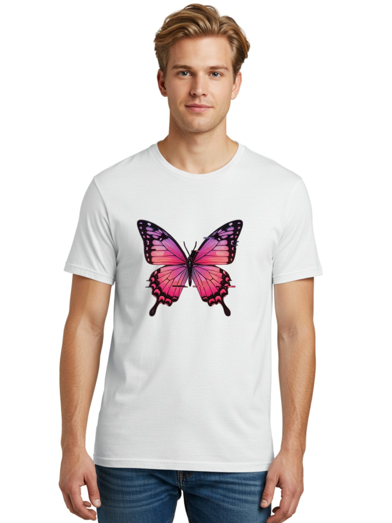 Pink-Butterfly-2 Men'S Graphic Tee, 100% Cotton, Comfortable Casual Summer Wear, Machine Washable, Vintage Camera, Old Camera, Antique Camera, Black Camera, Classic Photography, Photography Equipment, Nostalgic Device, Film Camera, Camera Art Bai216 28